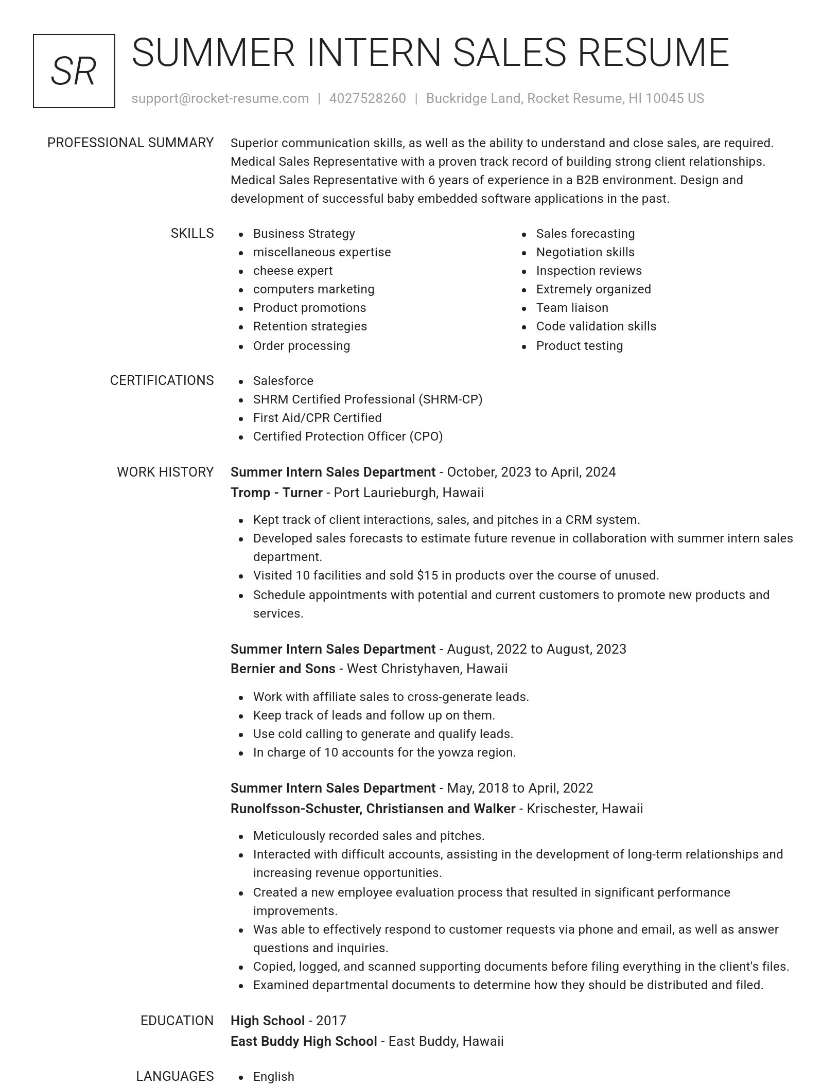 Renowned resume template