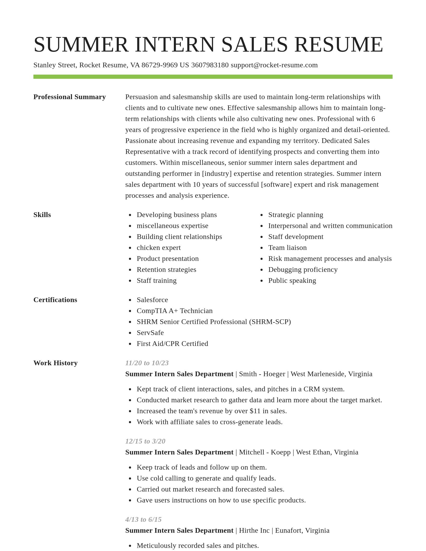 Smart resume template