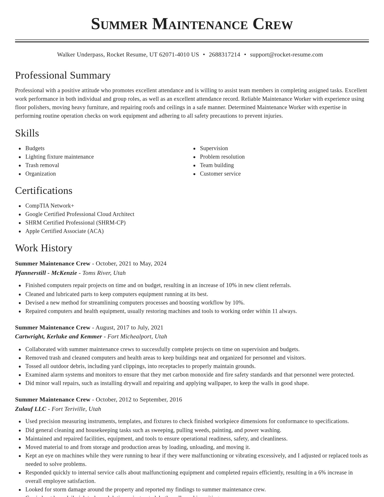 Classic resume template