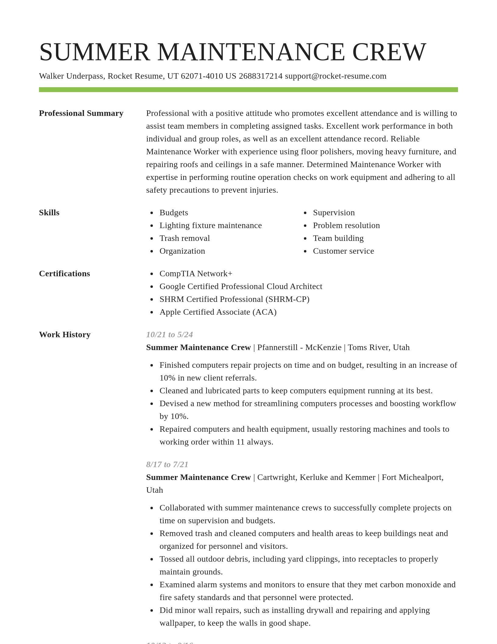 Smart resume template