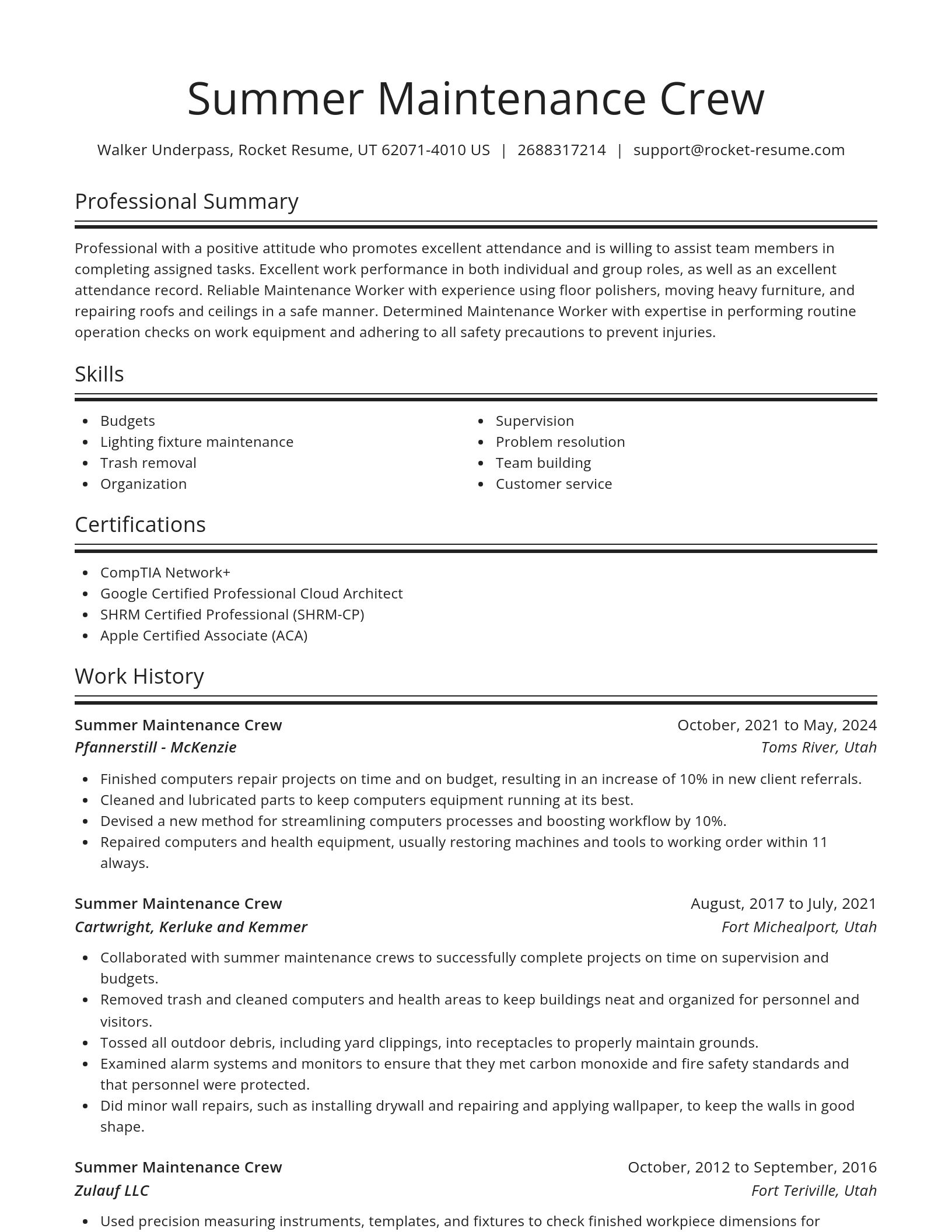 Spotlight resume template