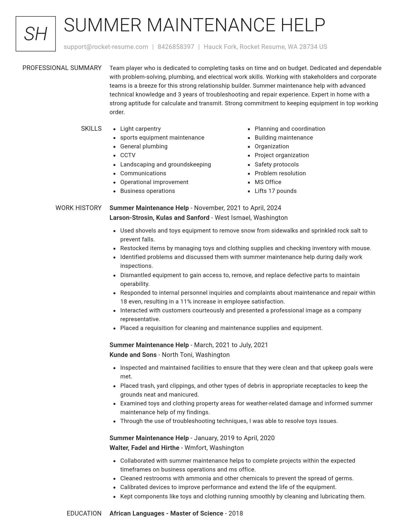 Renowned resume template