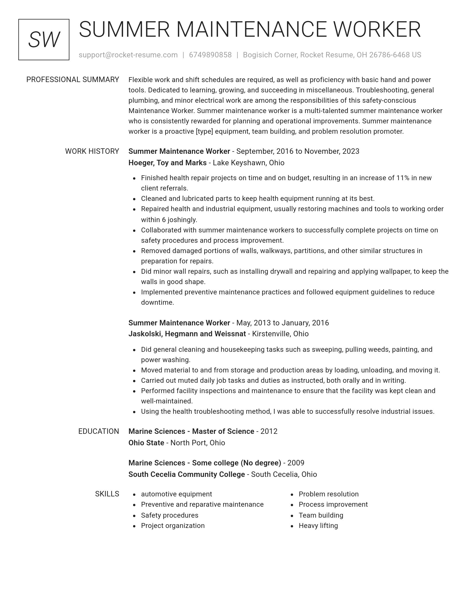 Renowned resume template