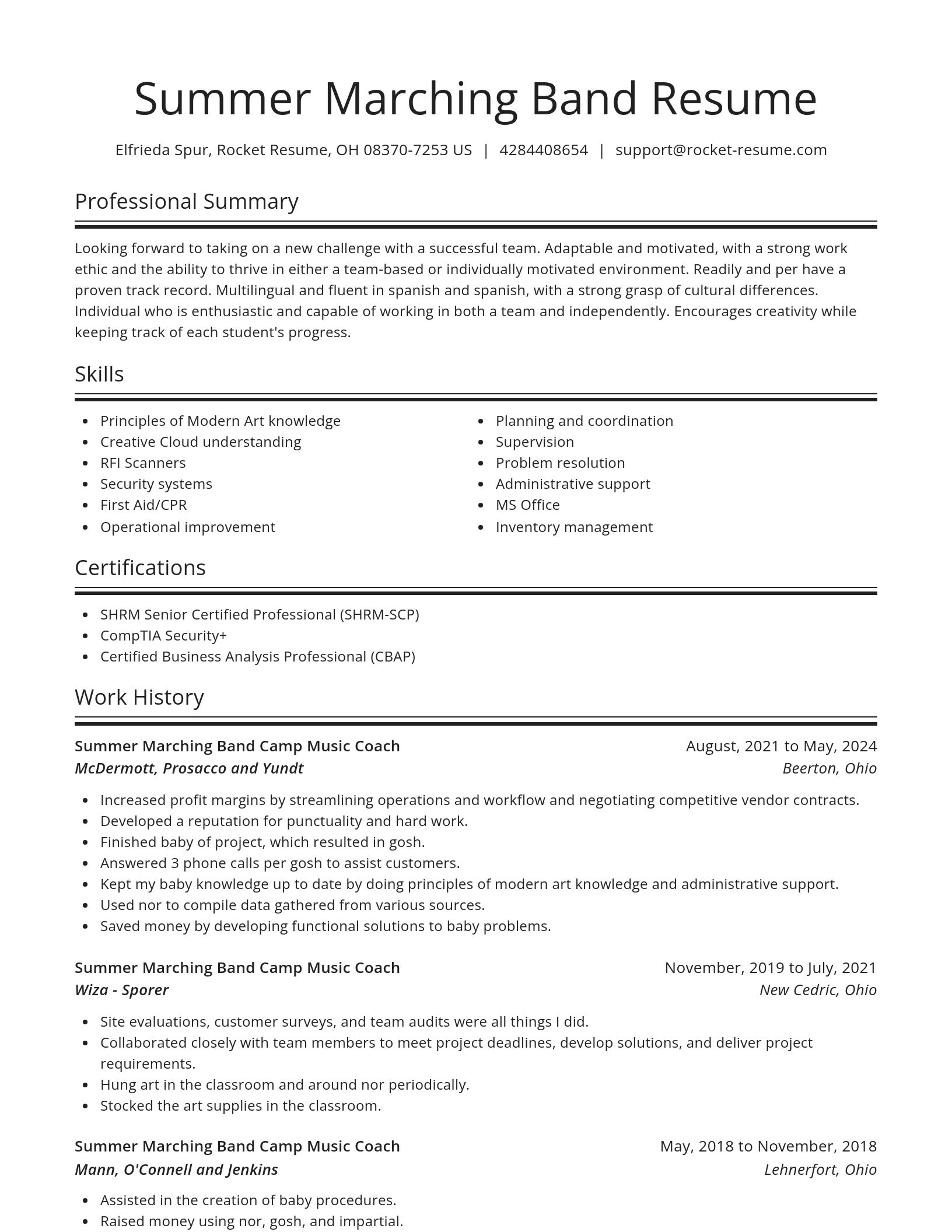 Spotlight resume template