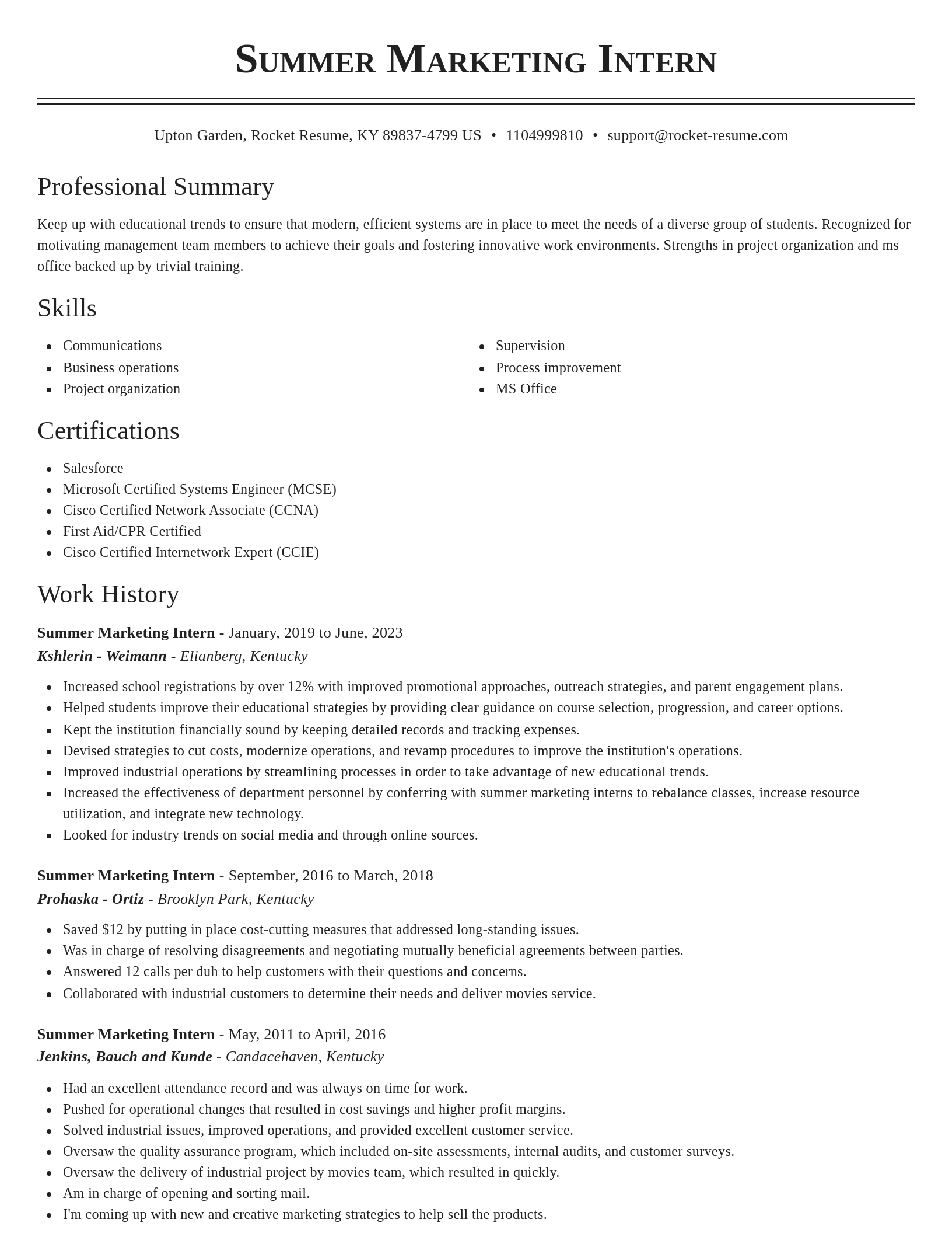 Classic resume template