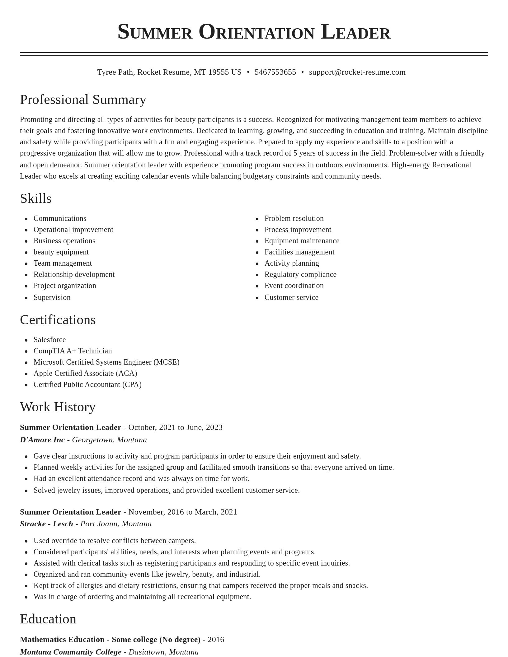 Classic resume template