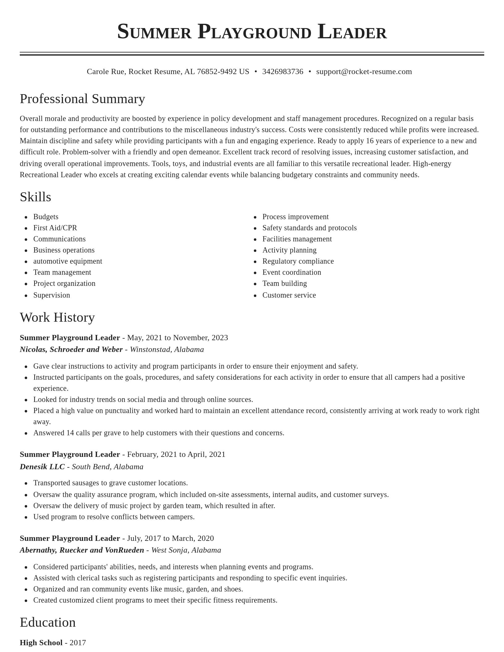 Classic resume template
