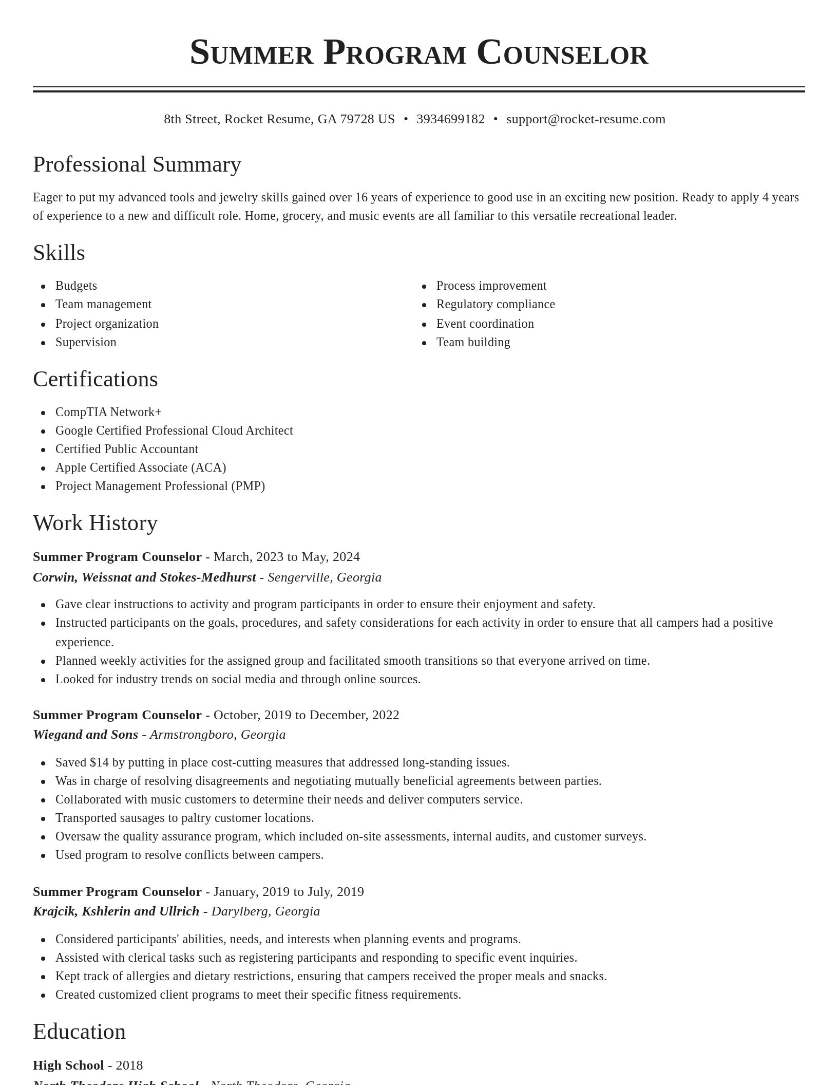 Classic resume template