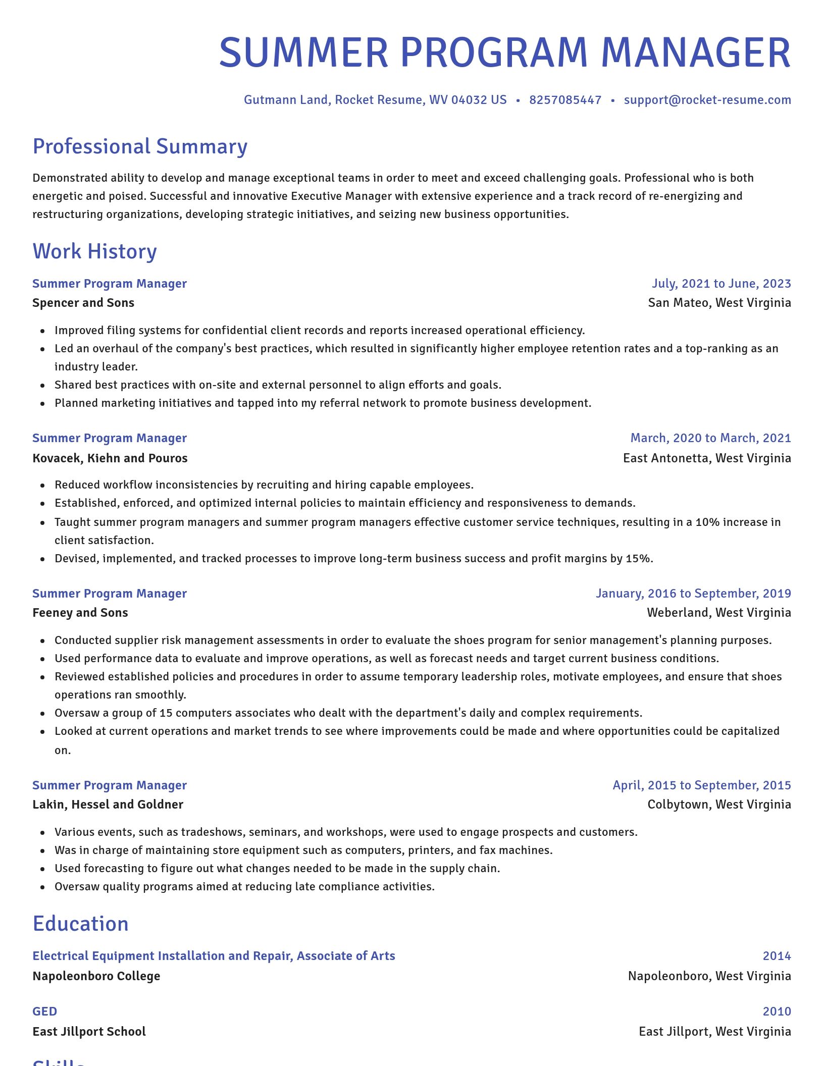 Novel resume template