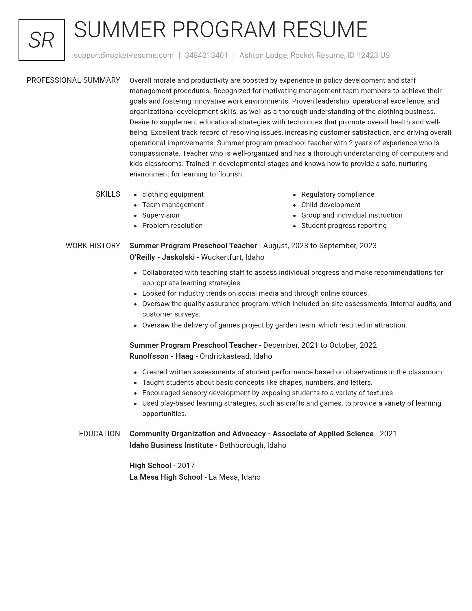 Renowned resume template
