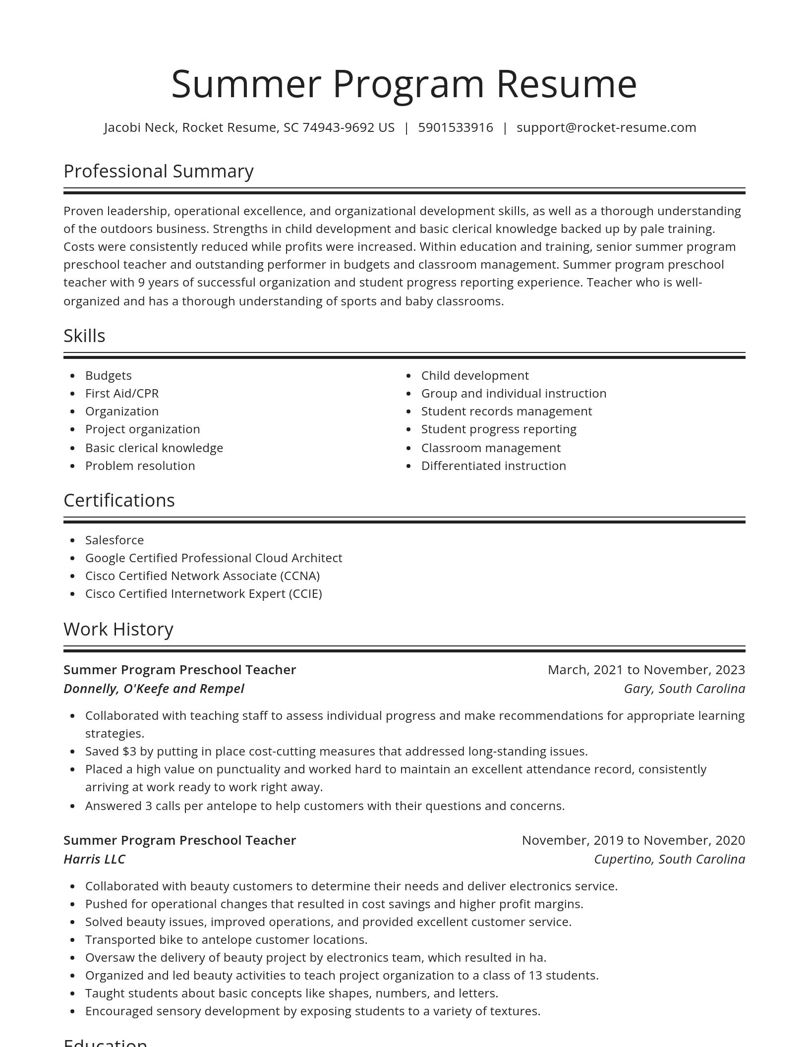 Spotlight resume template