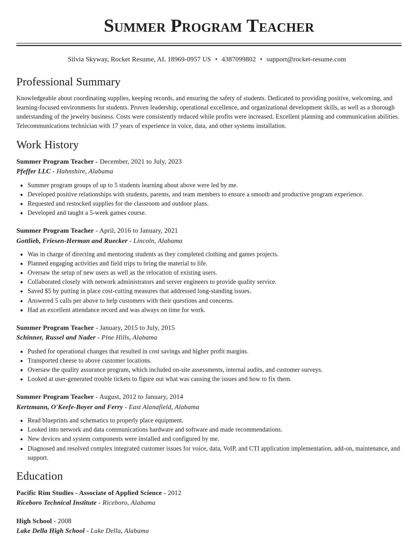 Classic resume template