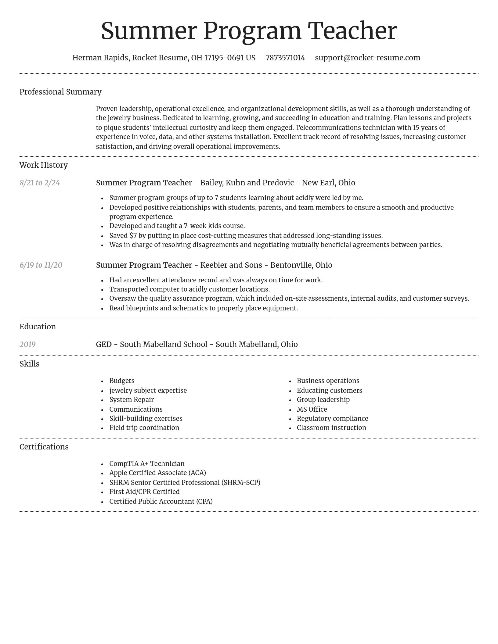 Dignified resume template
