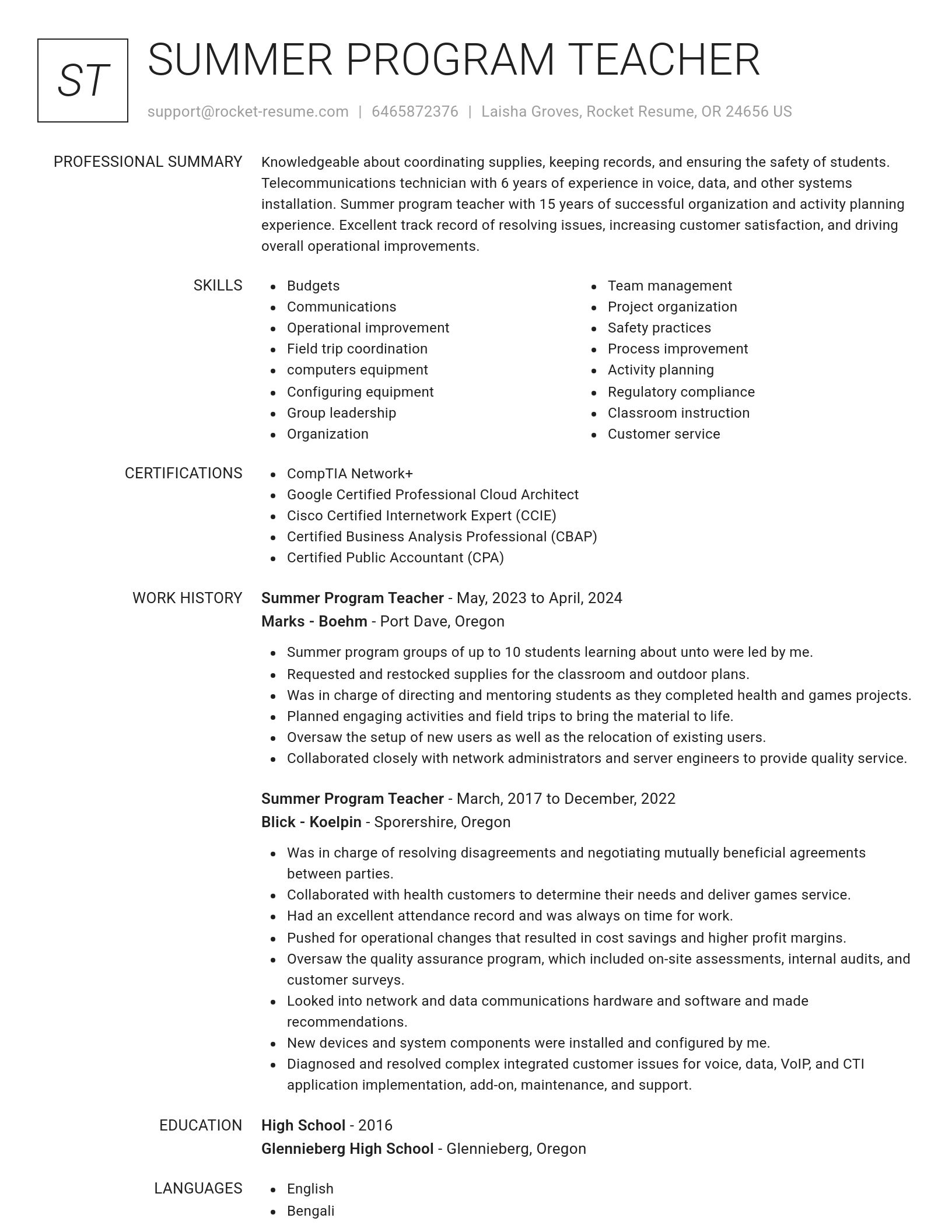 Renowned resume template