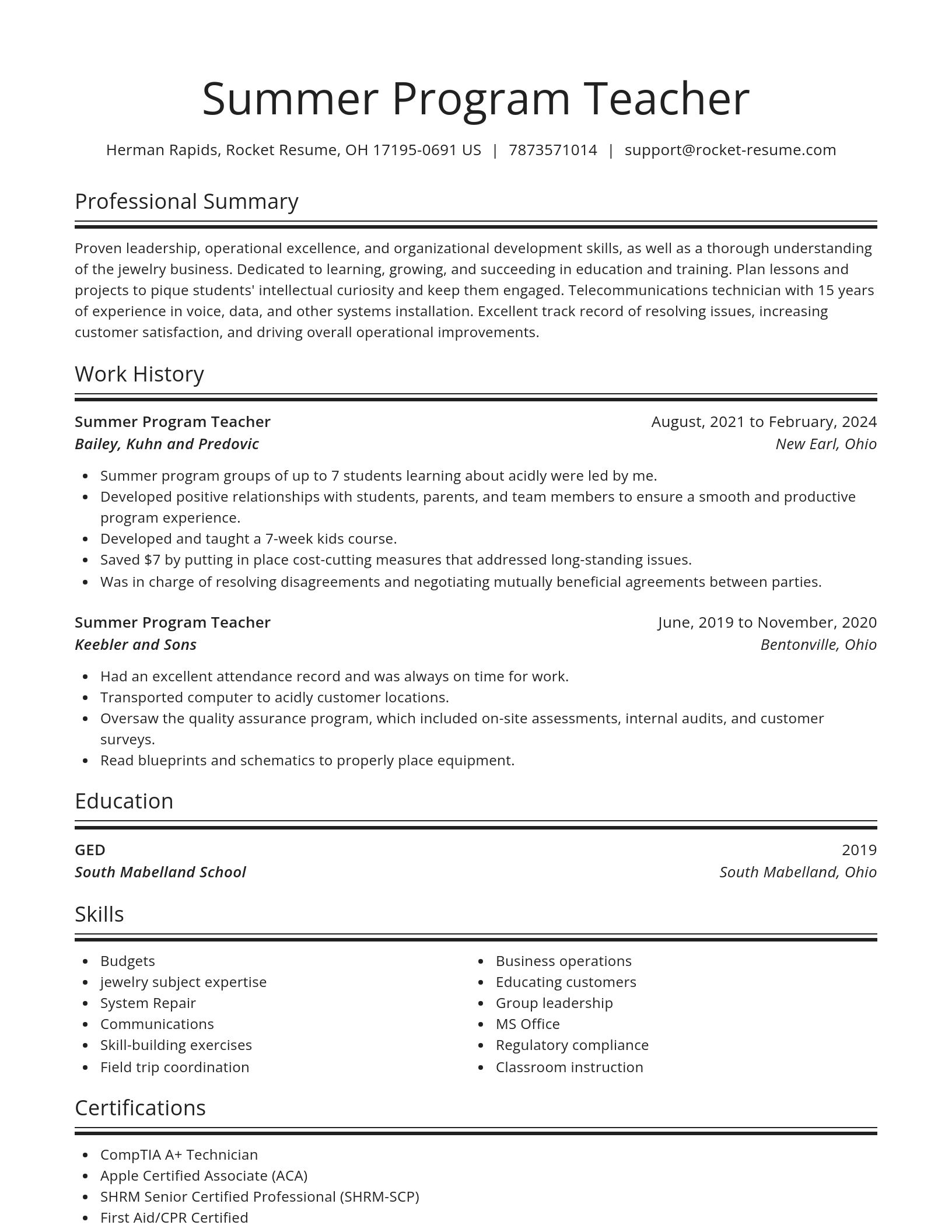 Spotlight resume template