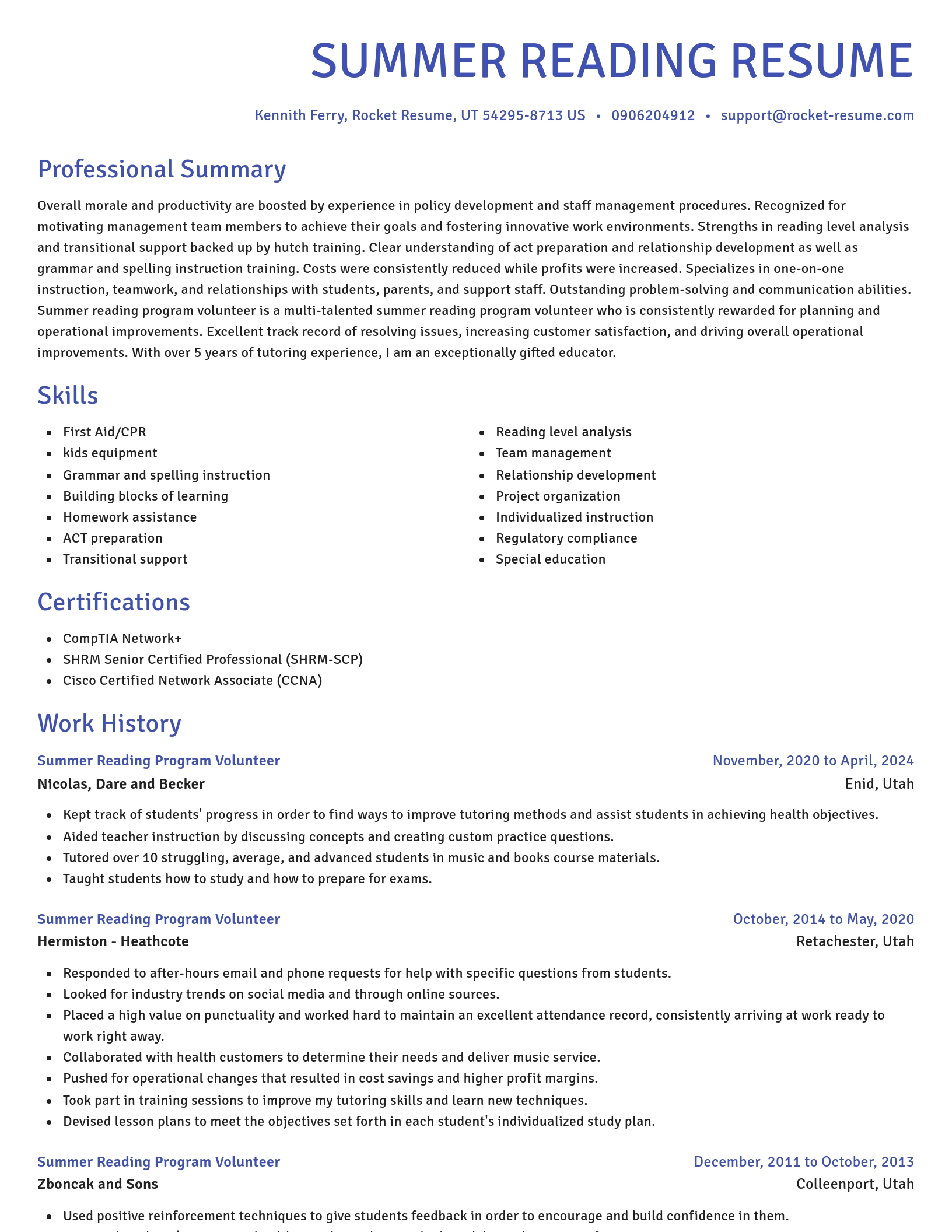 Novel resume template