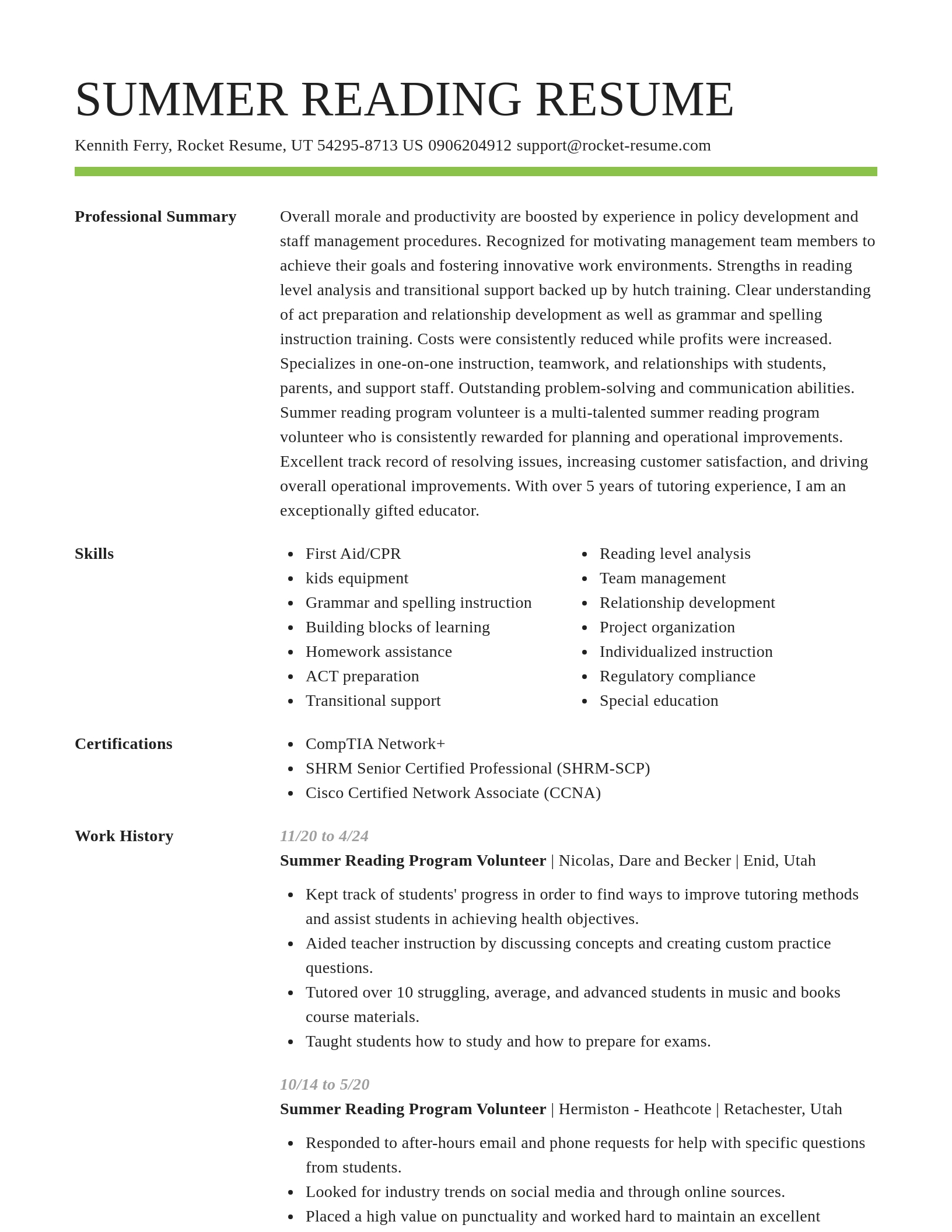 Smart resume template