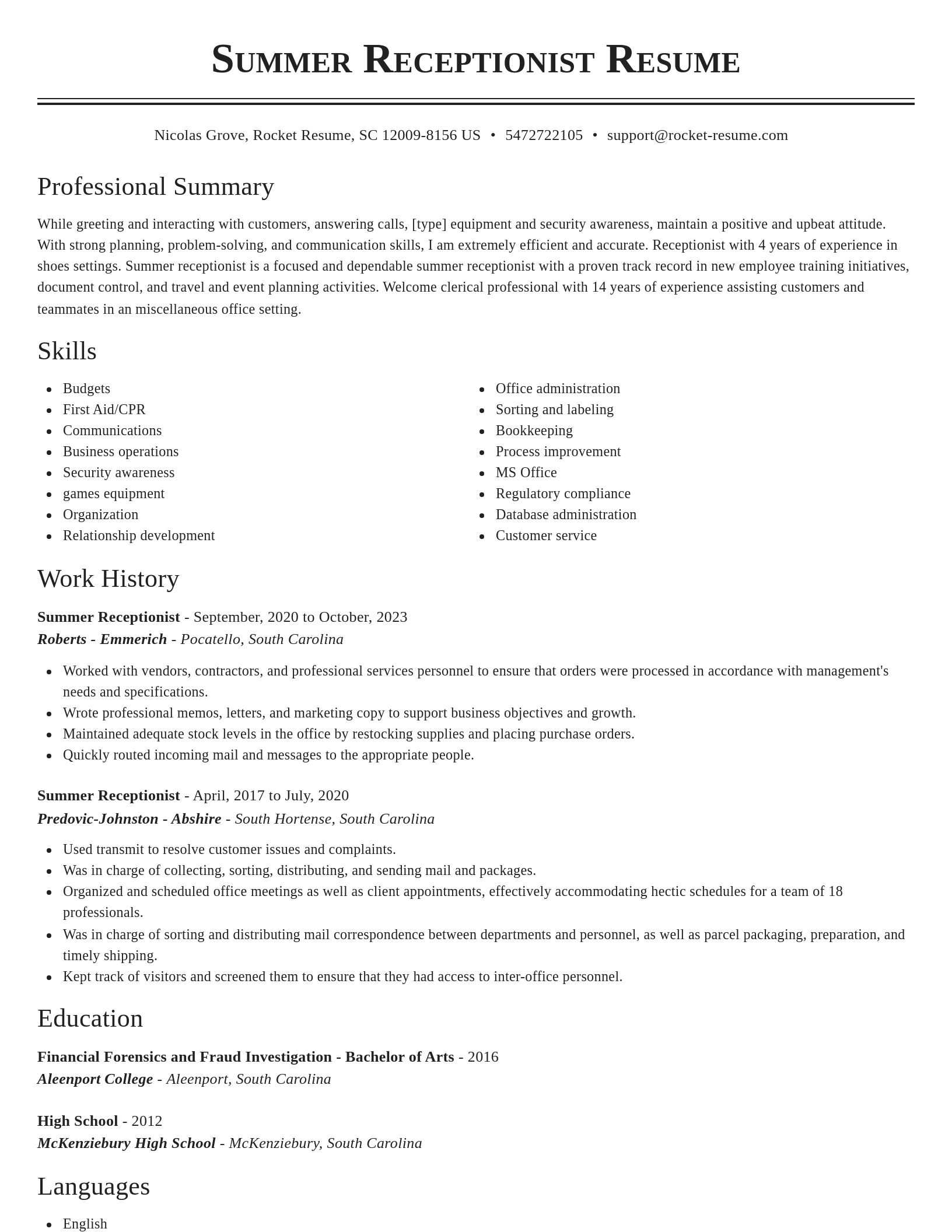 Classic resume template