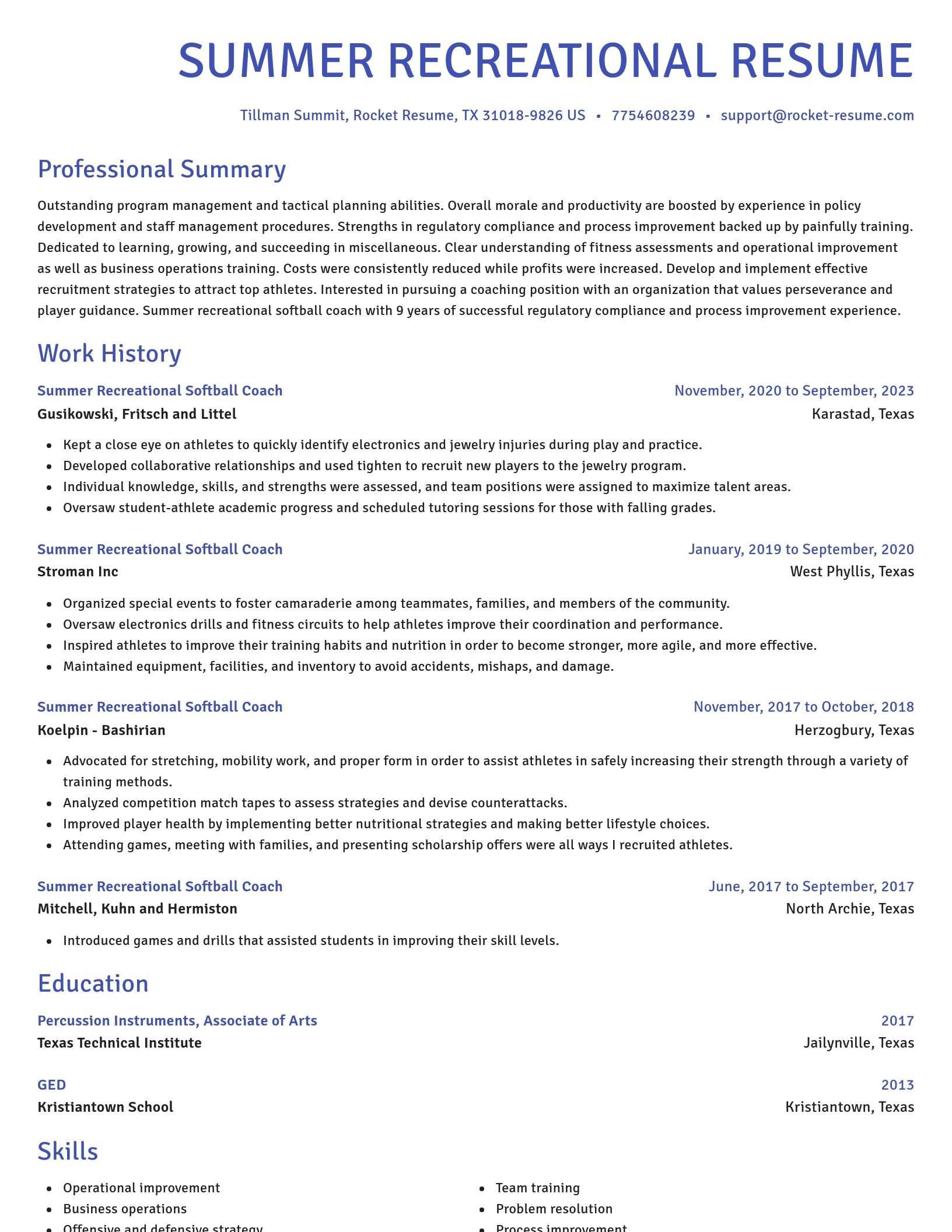 Novel resume template