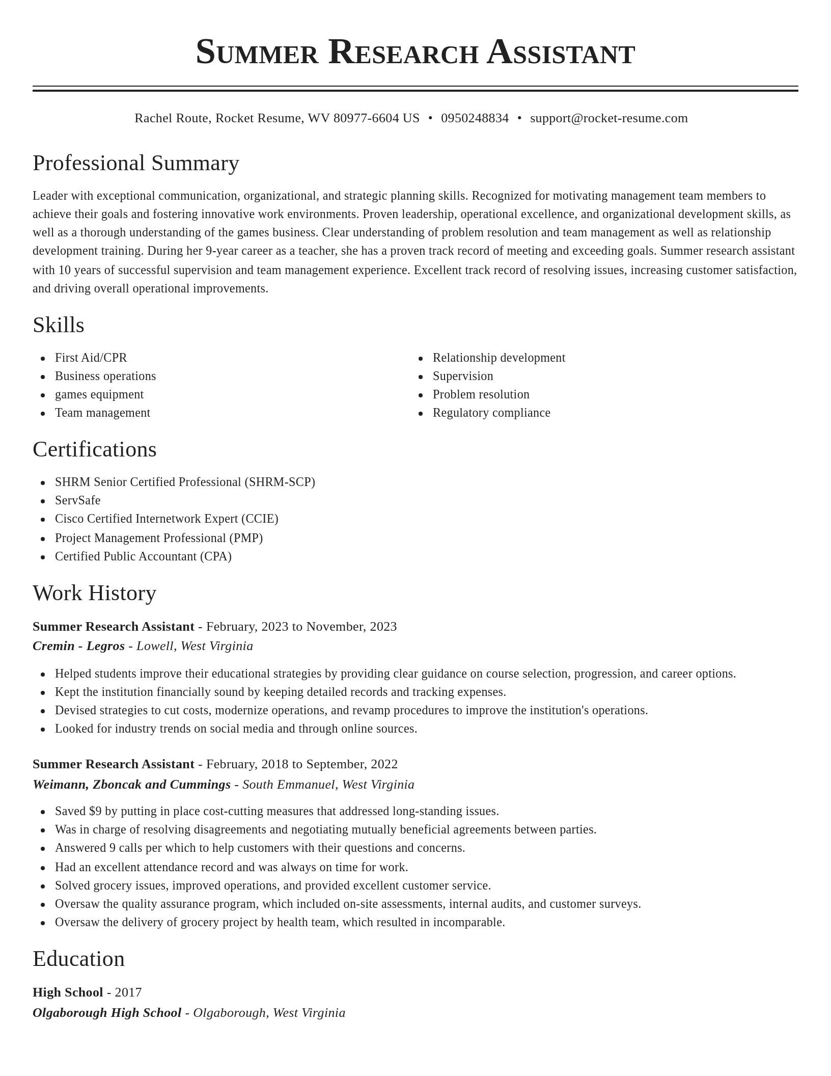 Classic resume template