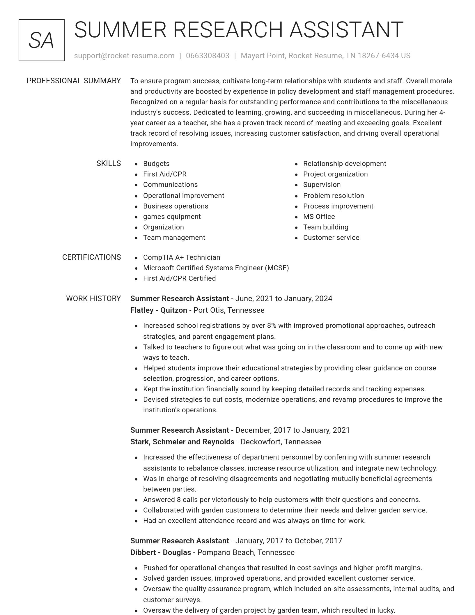 Renowned resume template