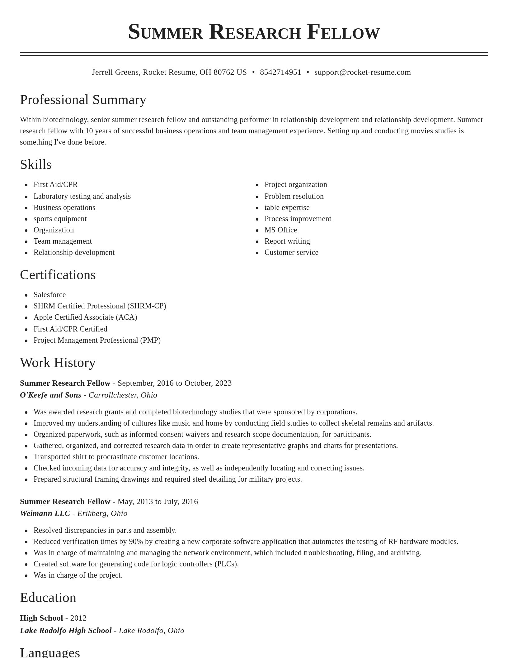 Classic resume template
