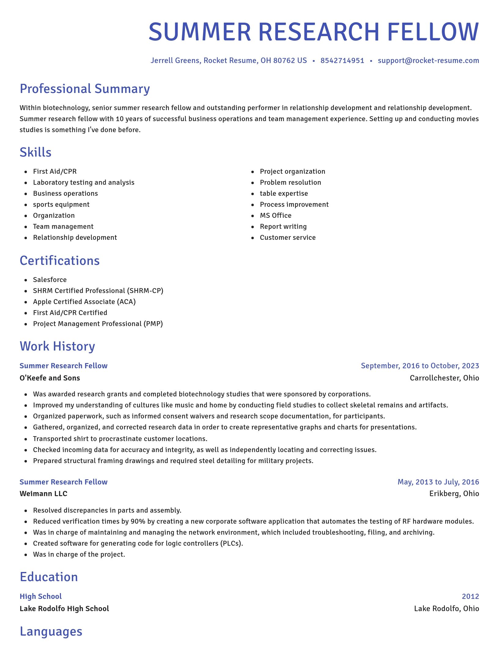 Novel resume template