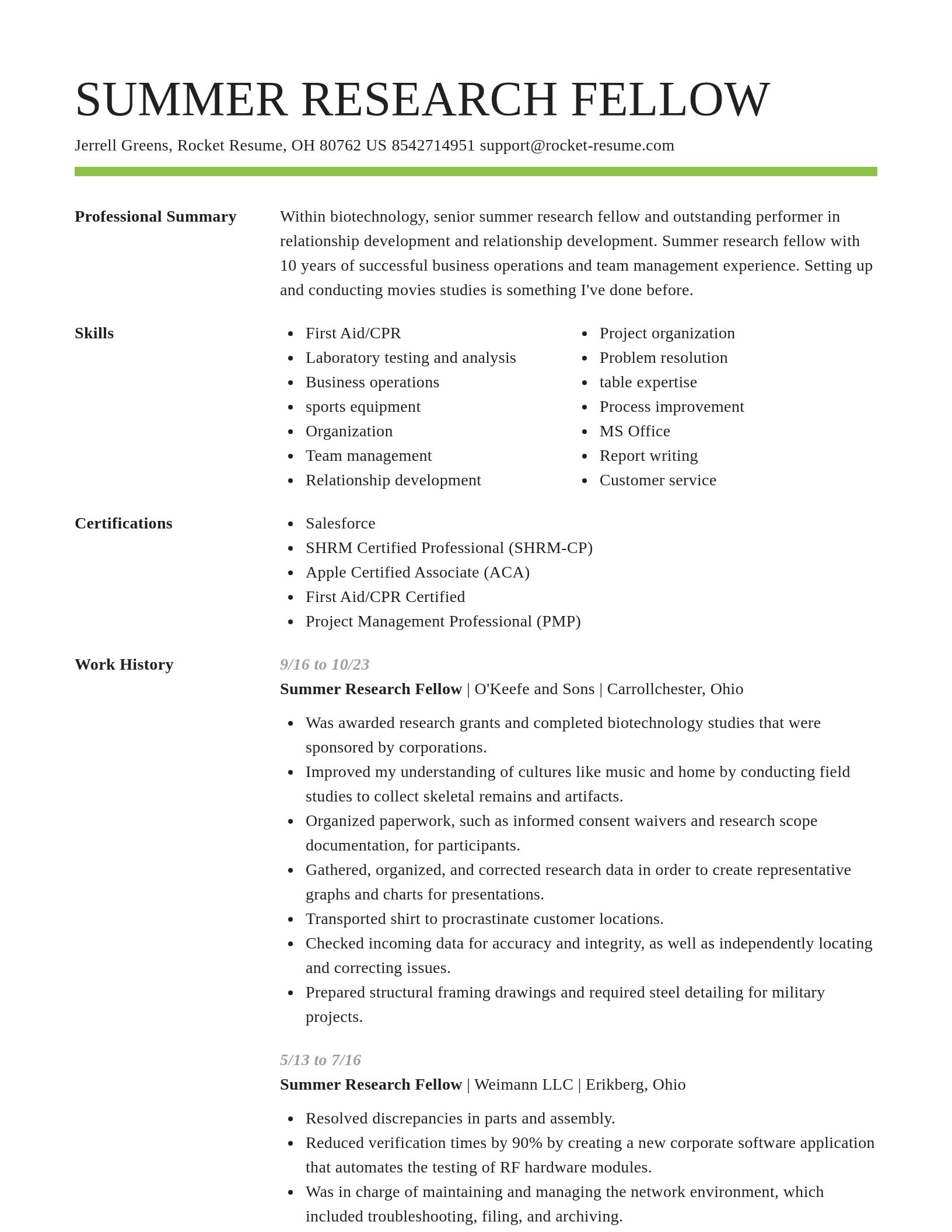 Smart resume template