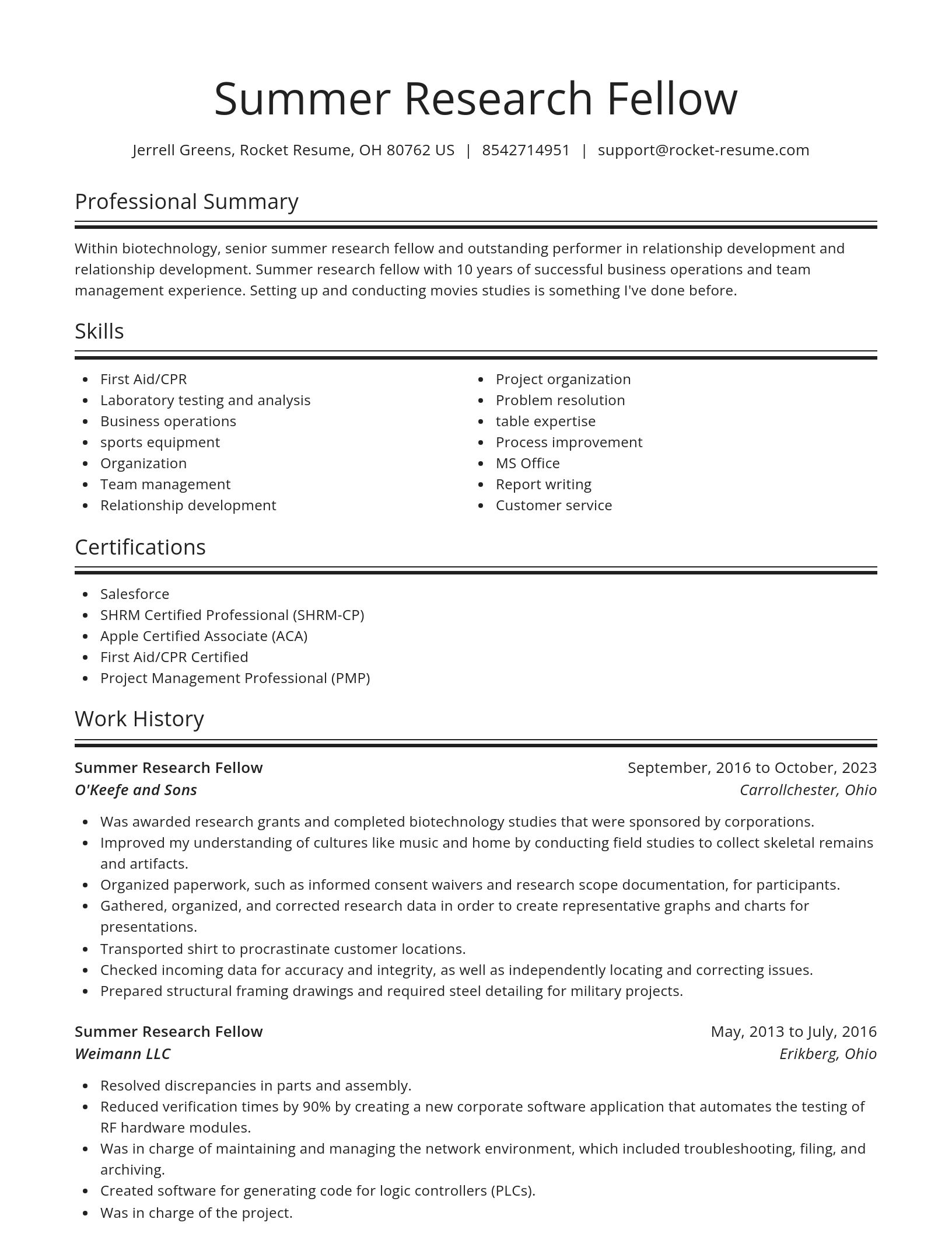 Spotlight resume template