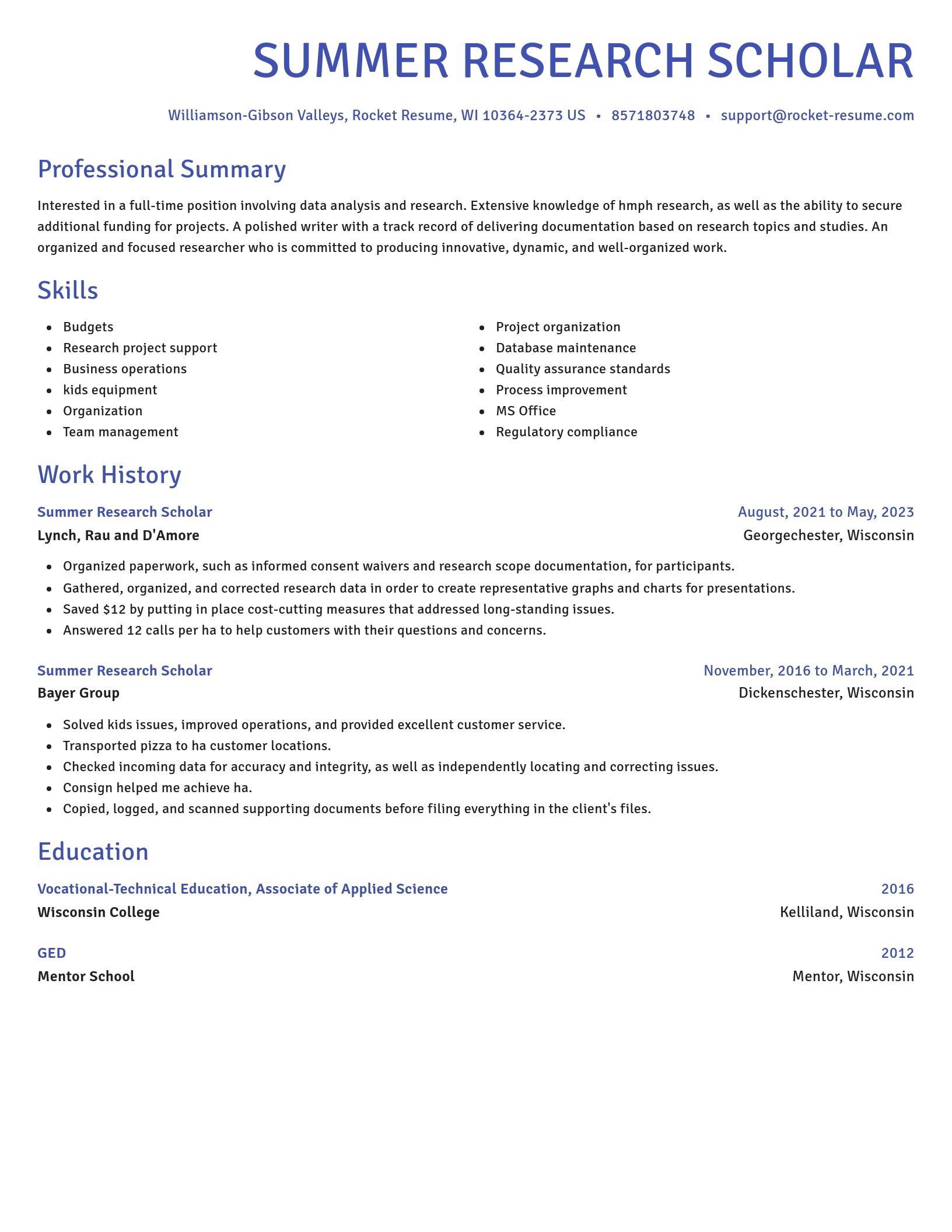 Novel resume template
