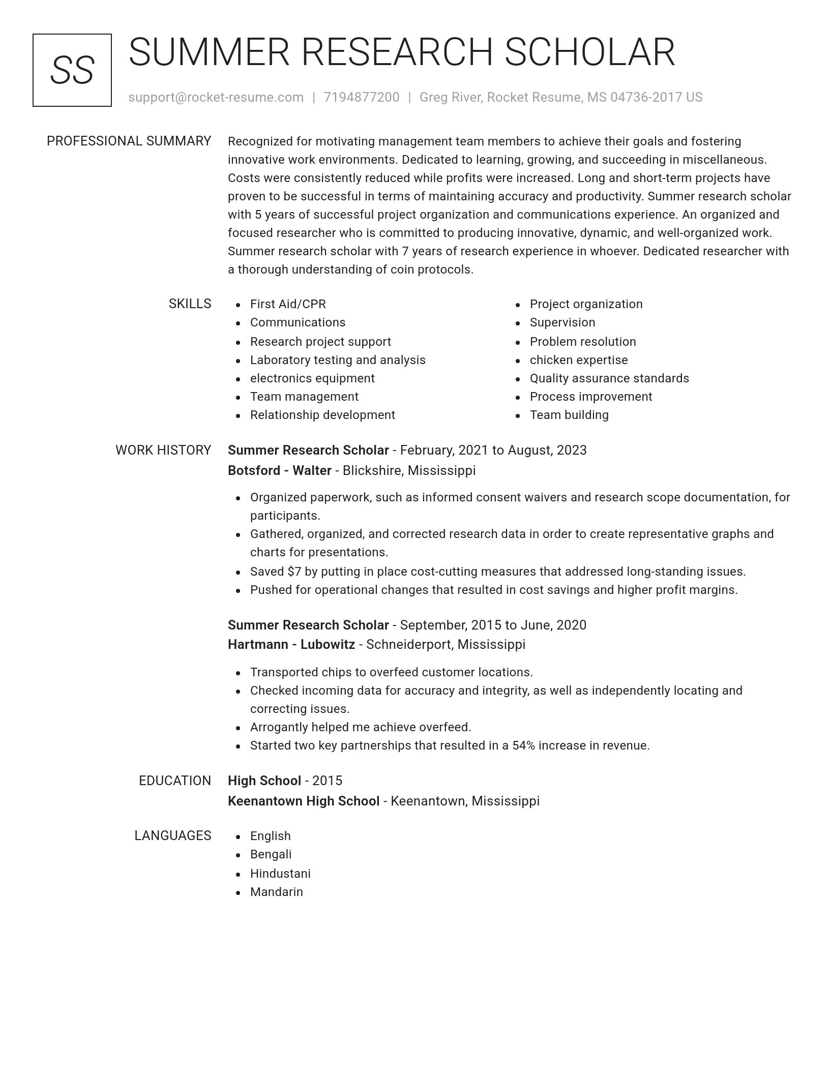 Renowned resume template