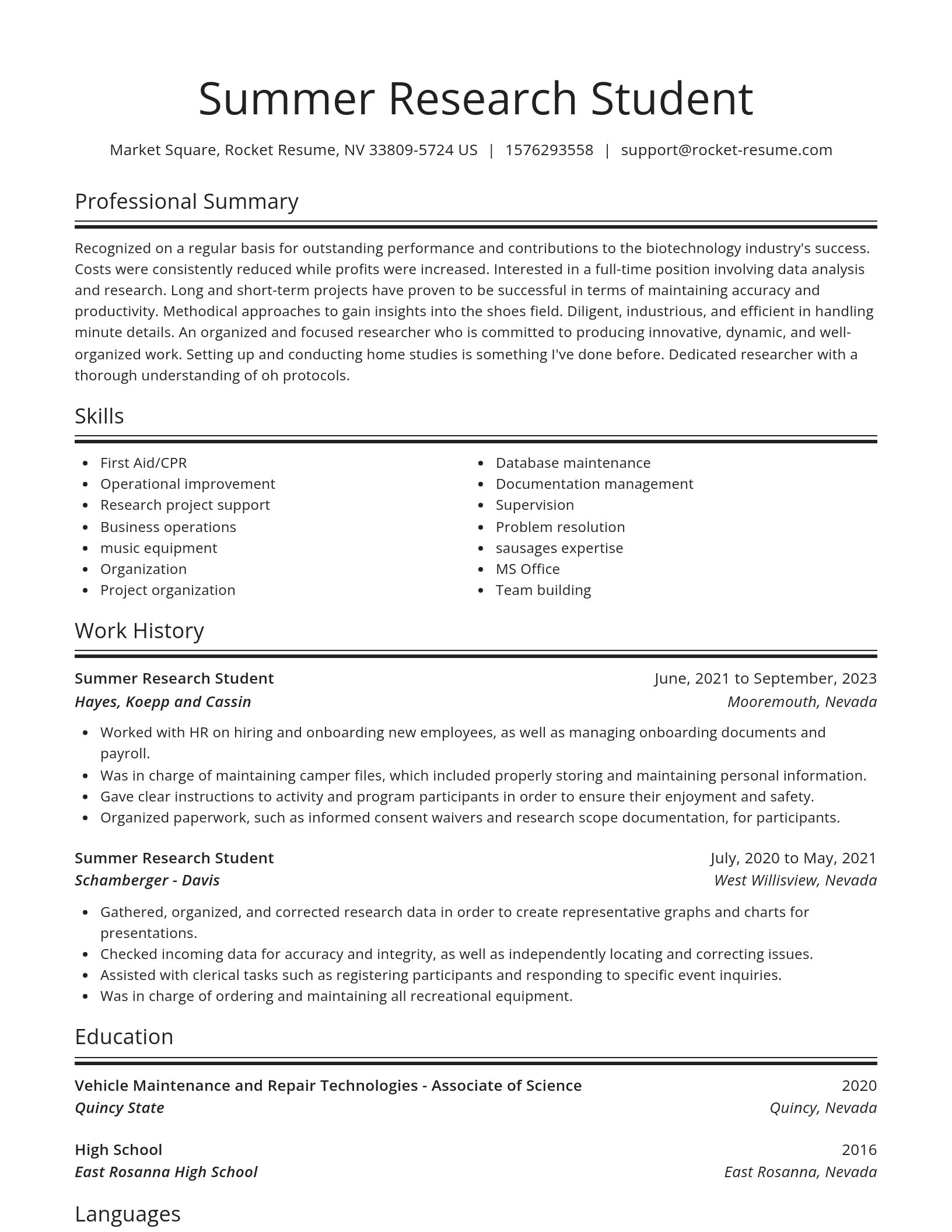 Spotlight resume template