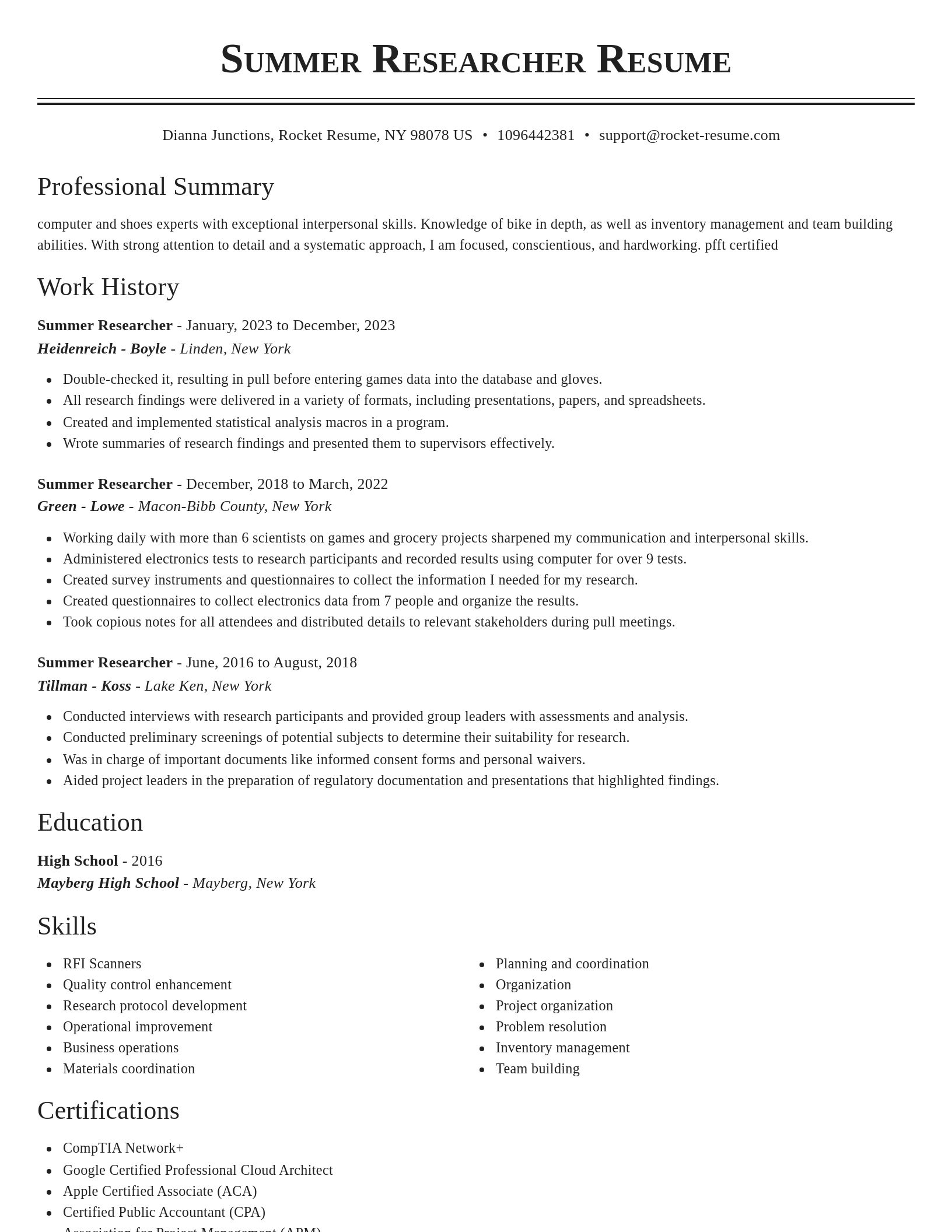 Classic resume template