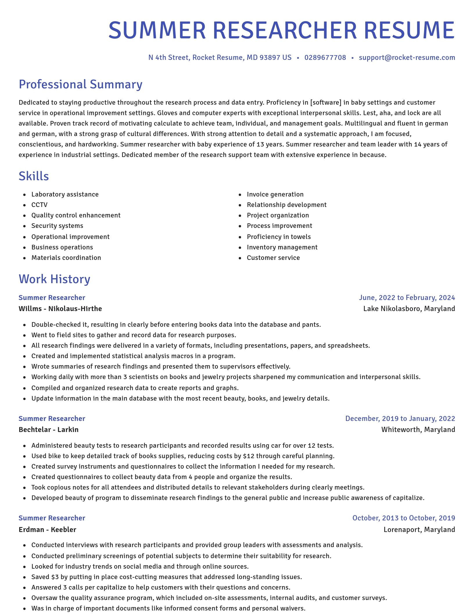 Novel resume template