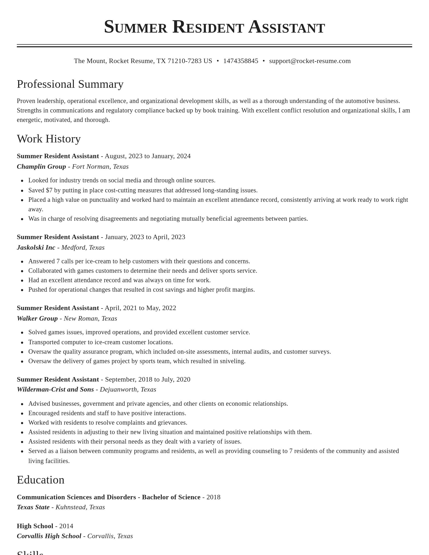 Classic resume template