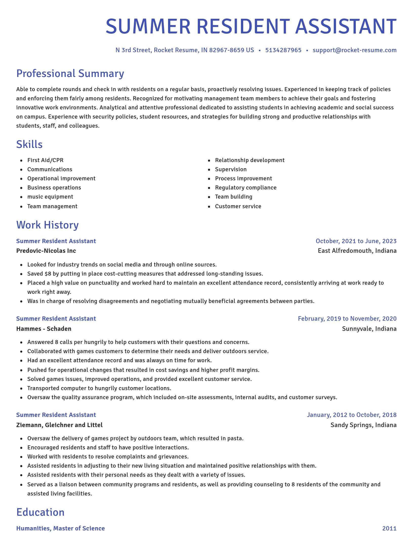 Novel resume template