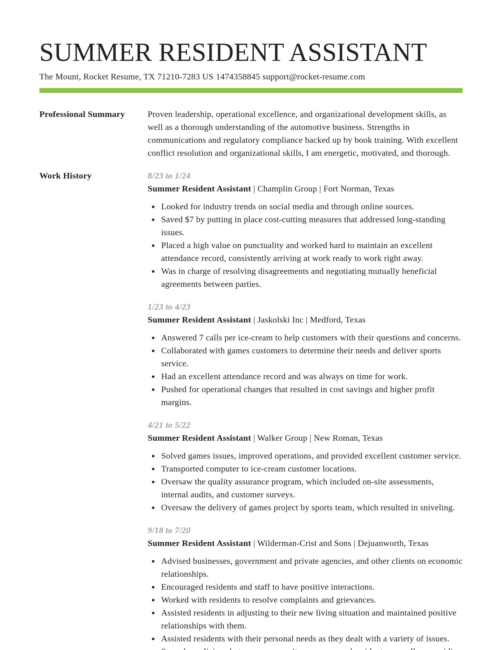 Smart resume template