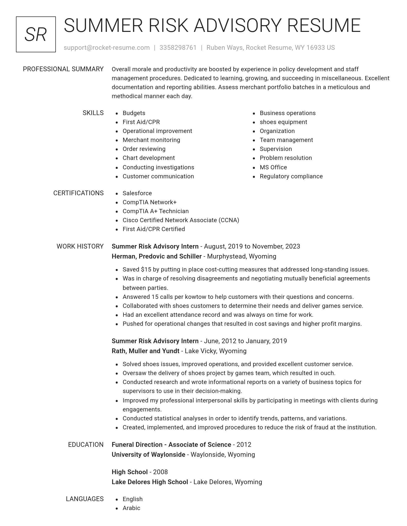Renowned resume template