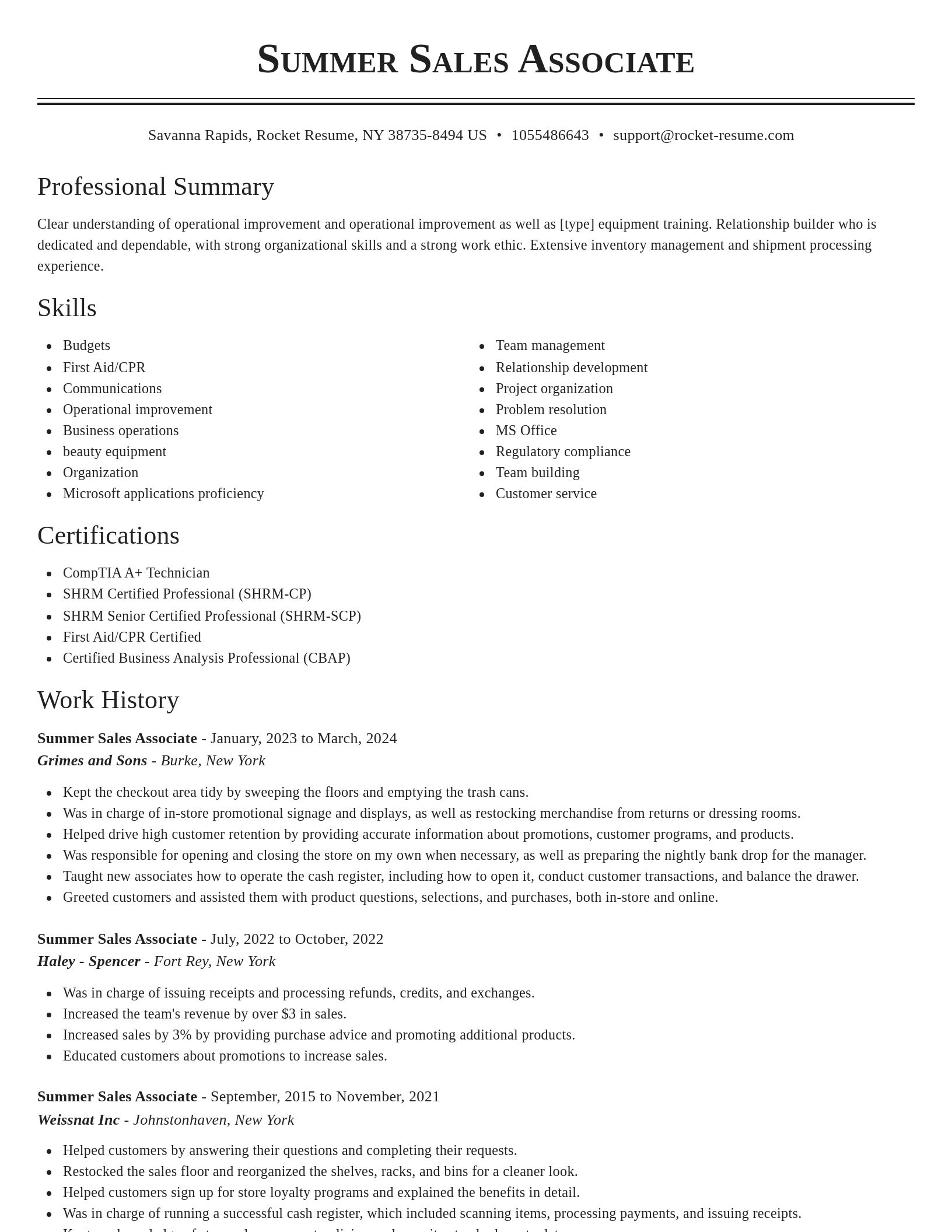 Classic resume template