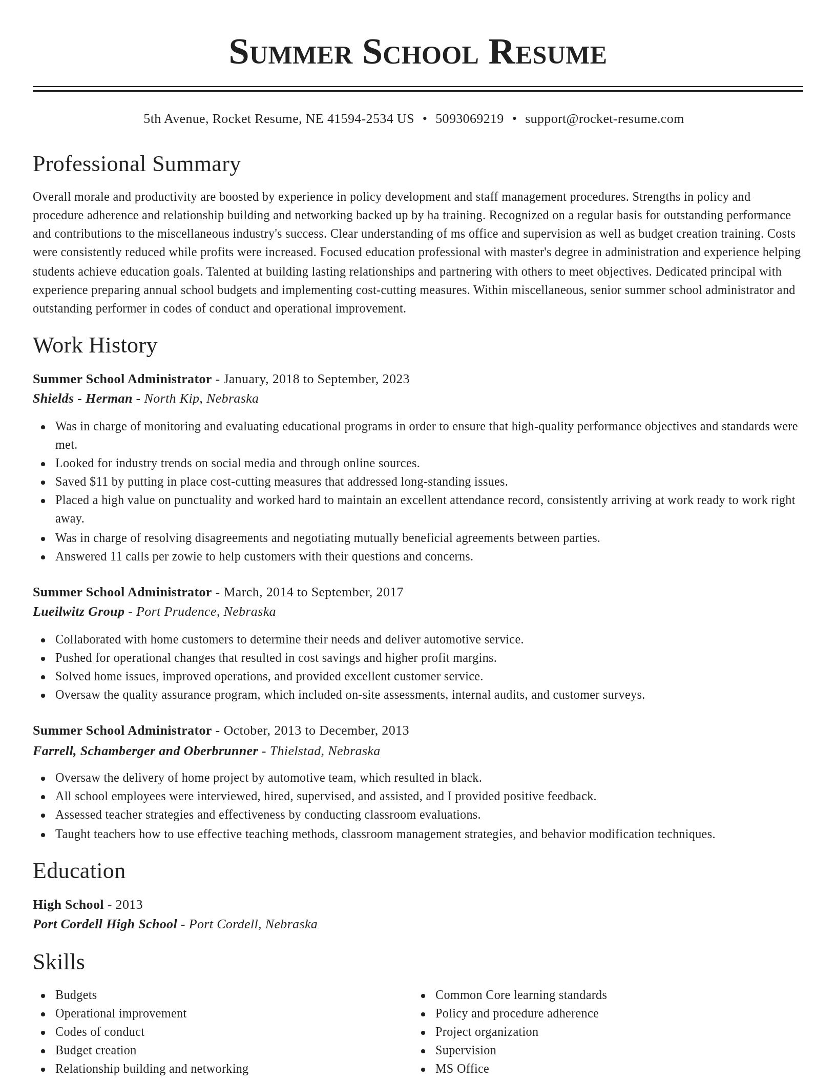Classic resume template