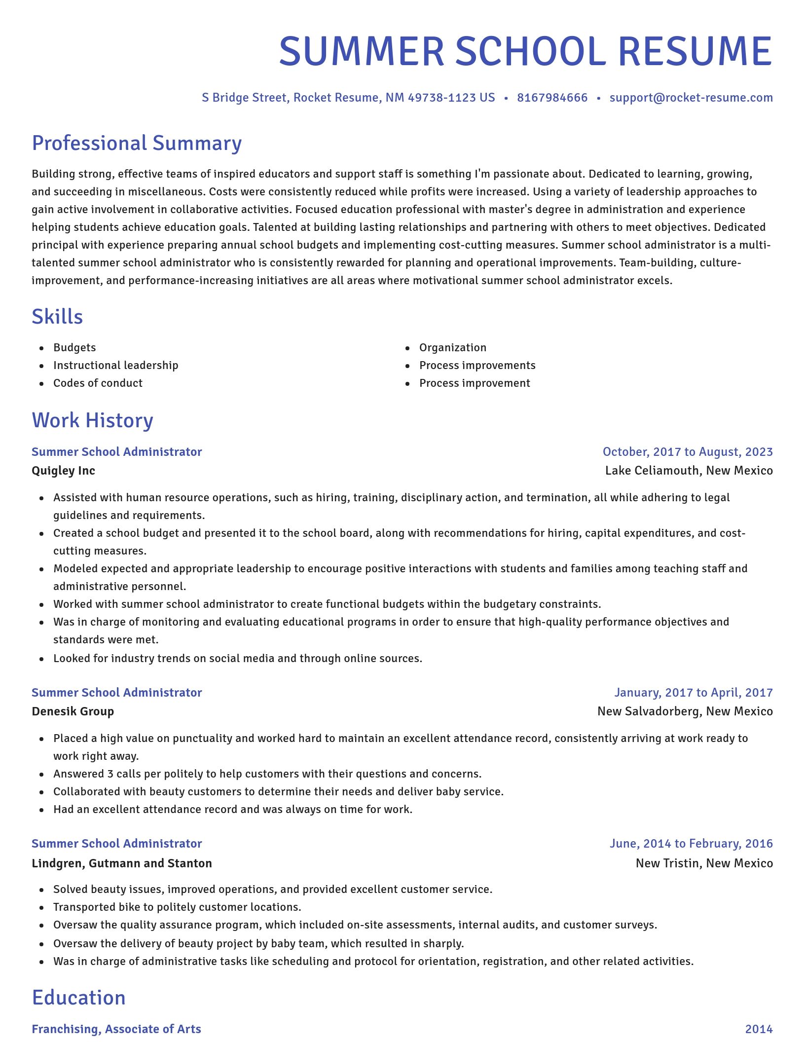 Novel resume template