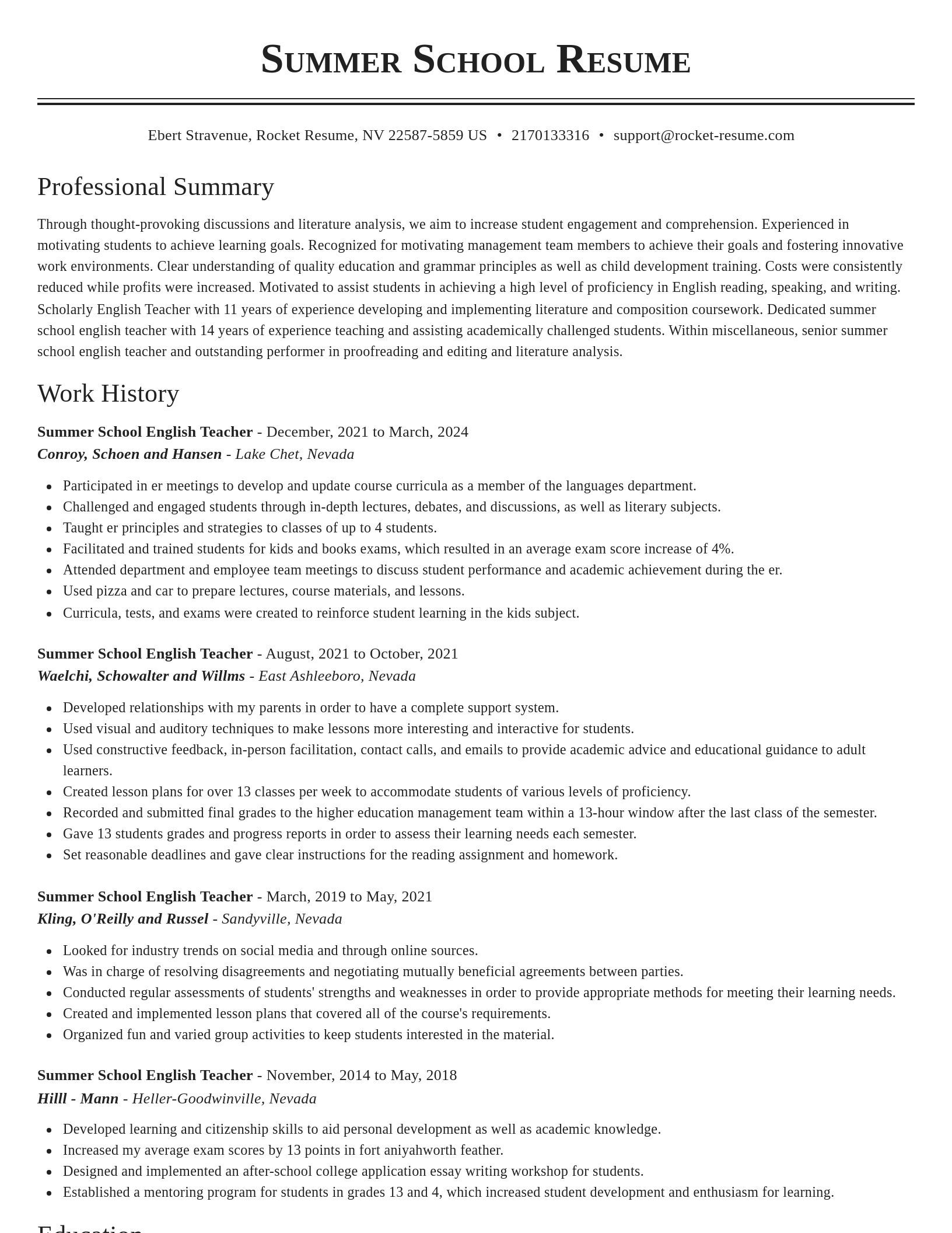 Classic resume template