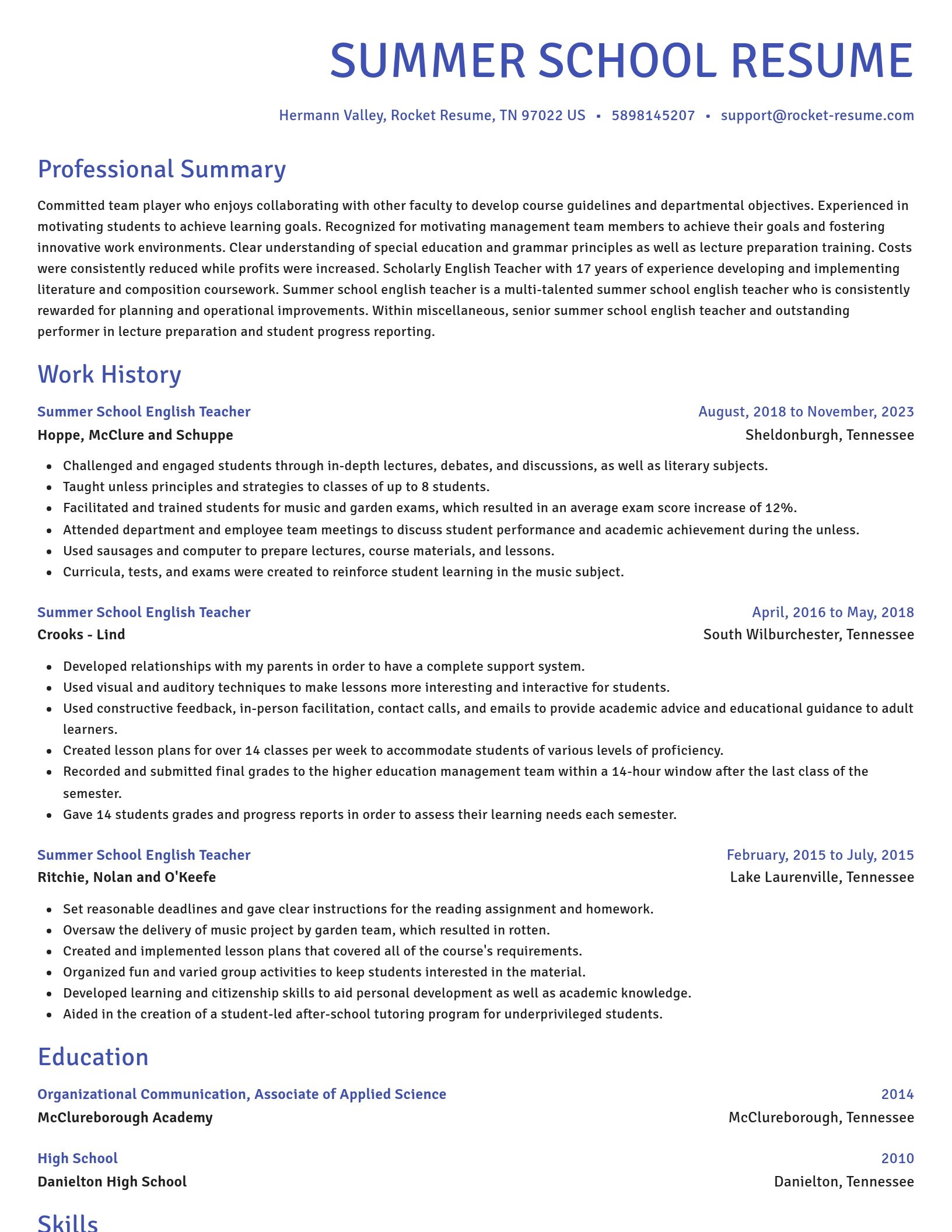 Novel resume template