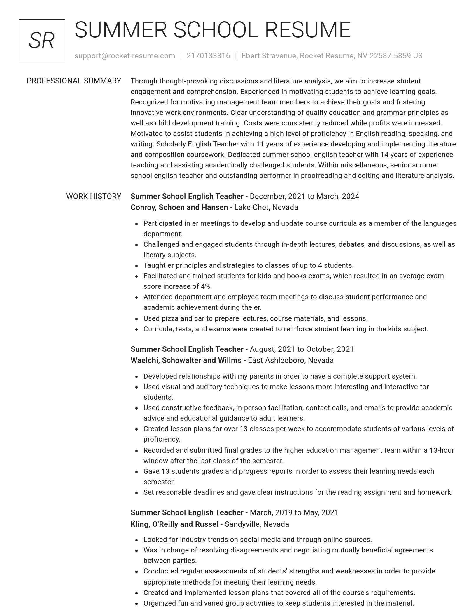 Renowned resume template