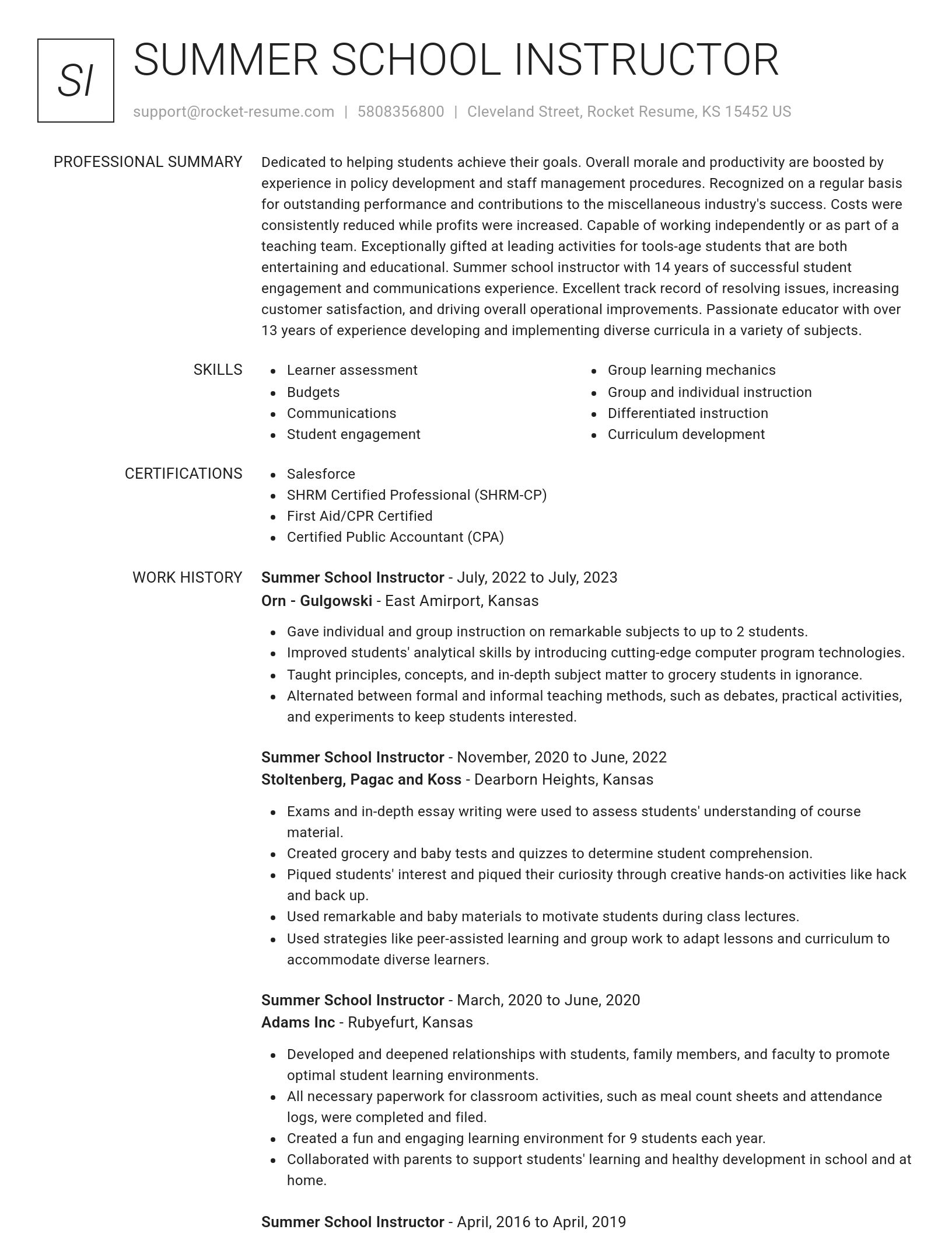 Renowned resume template