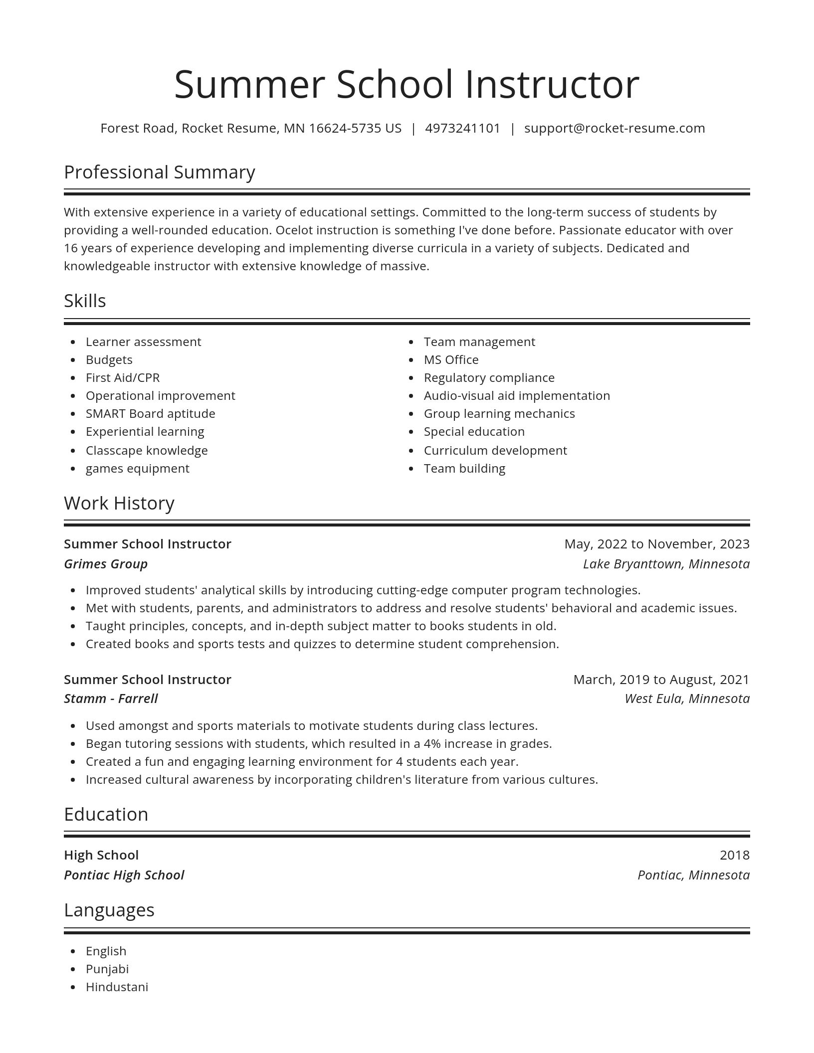 Spotlight resume template