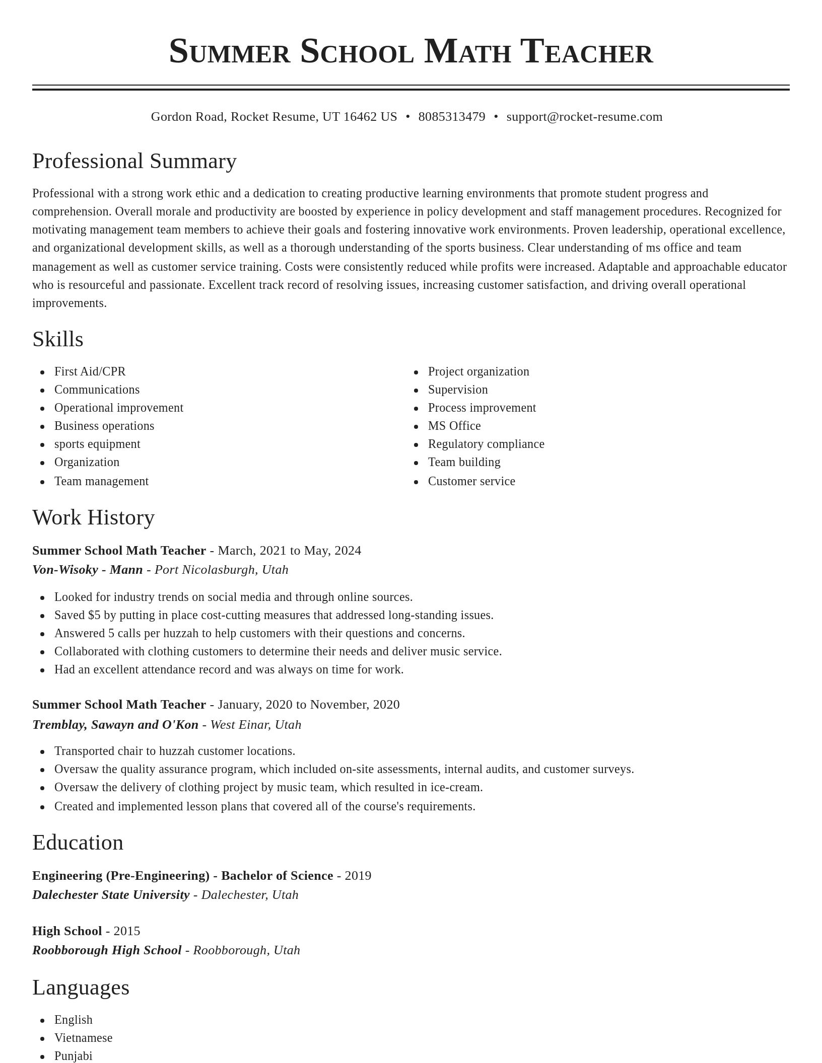 Classic resume template