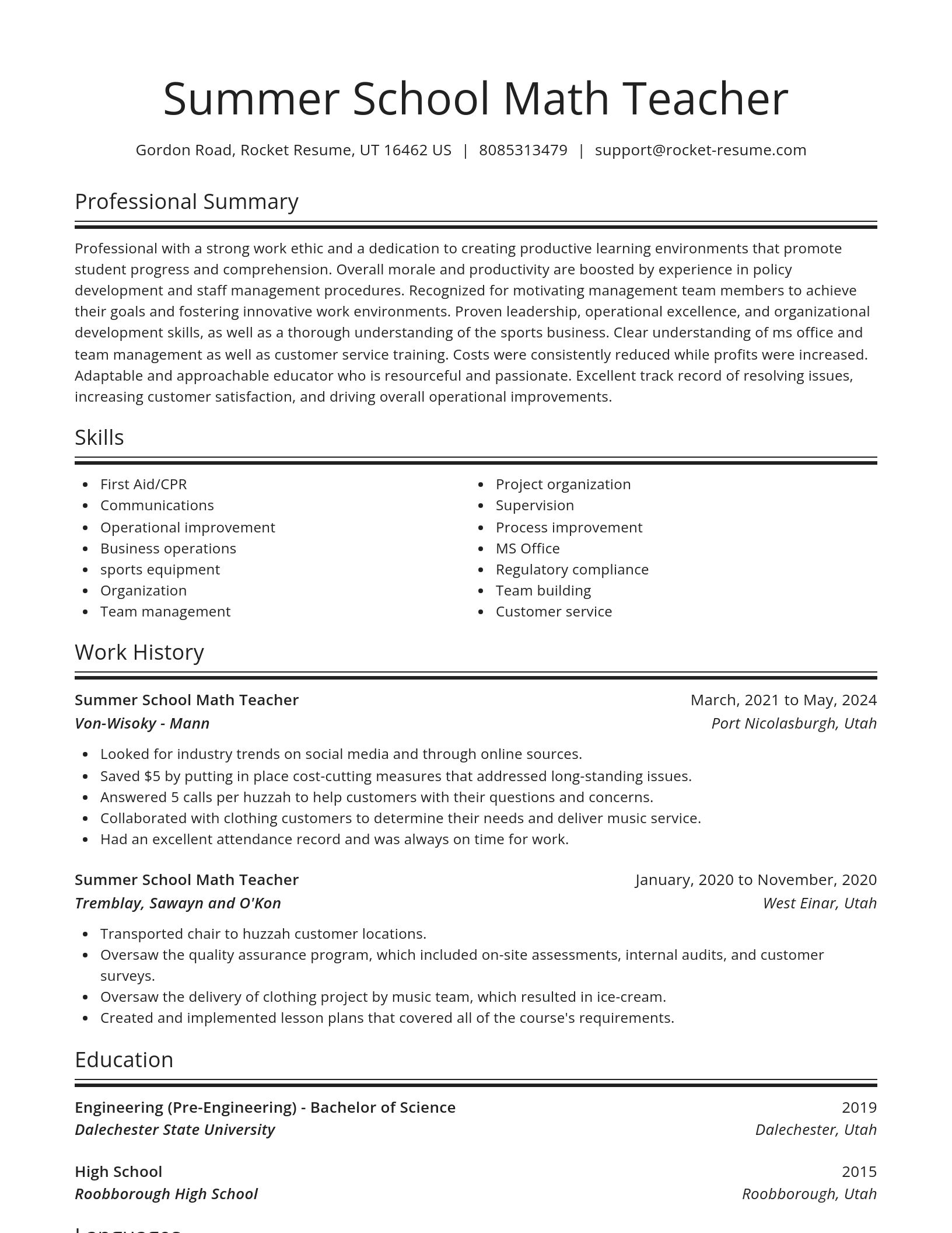Spotlight resume template