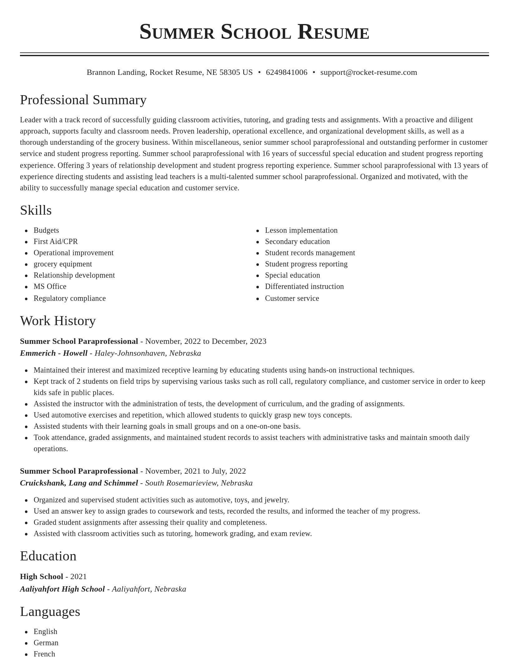 Classic resume template