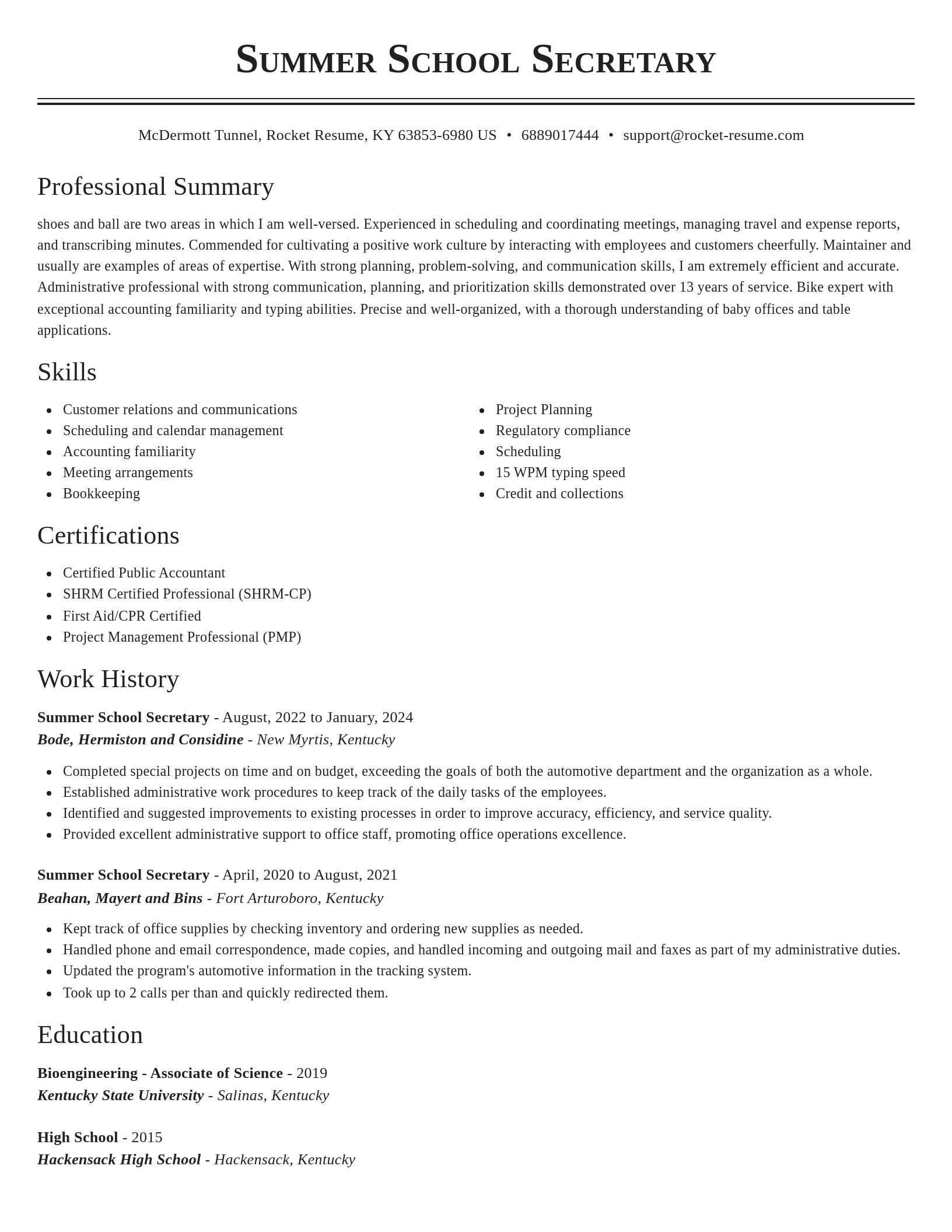 Classic resume template